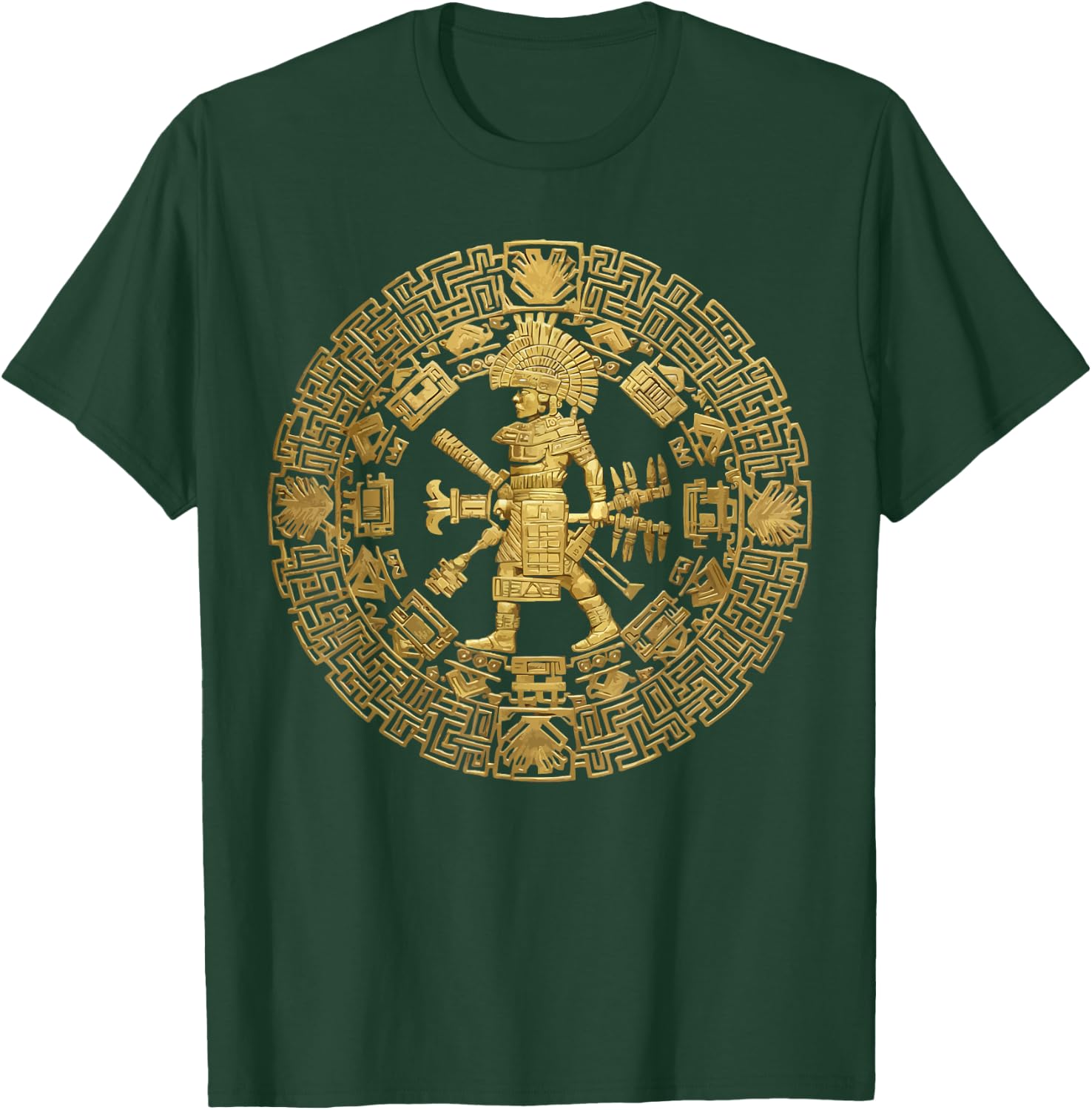 Aztec Calendar Mayan Indigenous Mexican Aztec Jaguar T-Shirt - T-Shirt | Forest