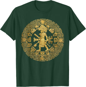Aztec Calendar Mayan Indigenous Mexican Aztec Jaguar T-Shirt - T-Shirt | Forest