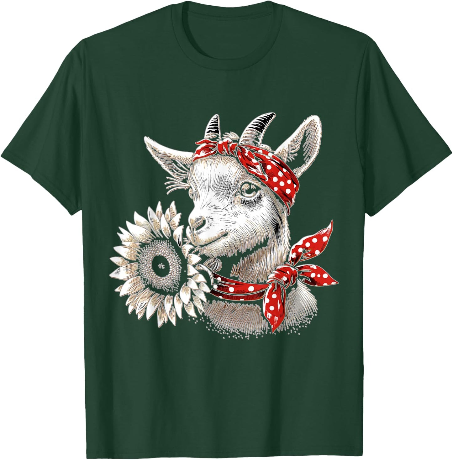 Goat with Flower and Bandana Farm Girl Rancher T-Shirt - T-Shirt | Forest