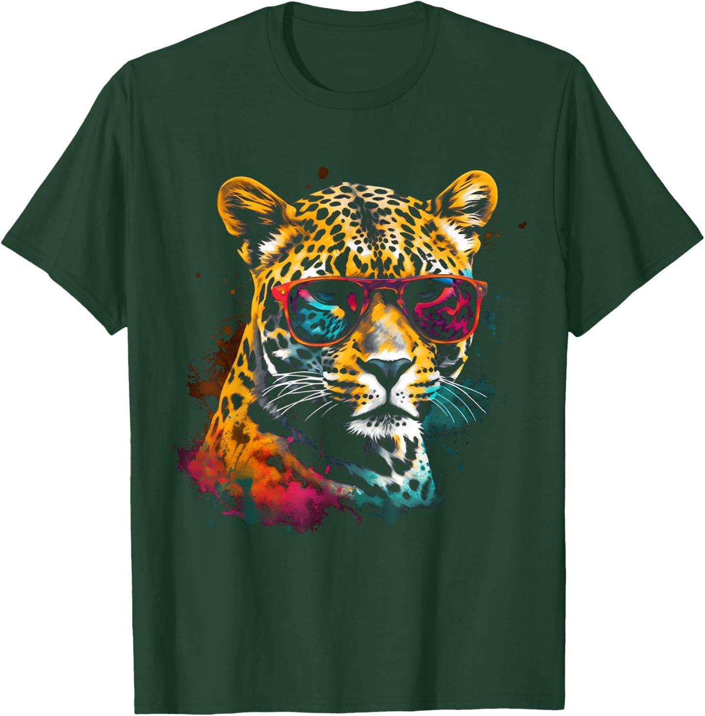 Leopard Sunglasses Artwork - Zoo Art Animal Leopard T-Shirt - T-Shirt | Forest