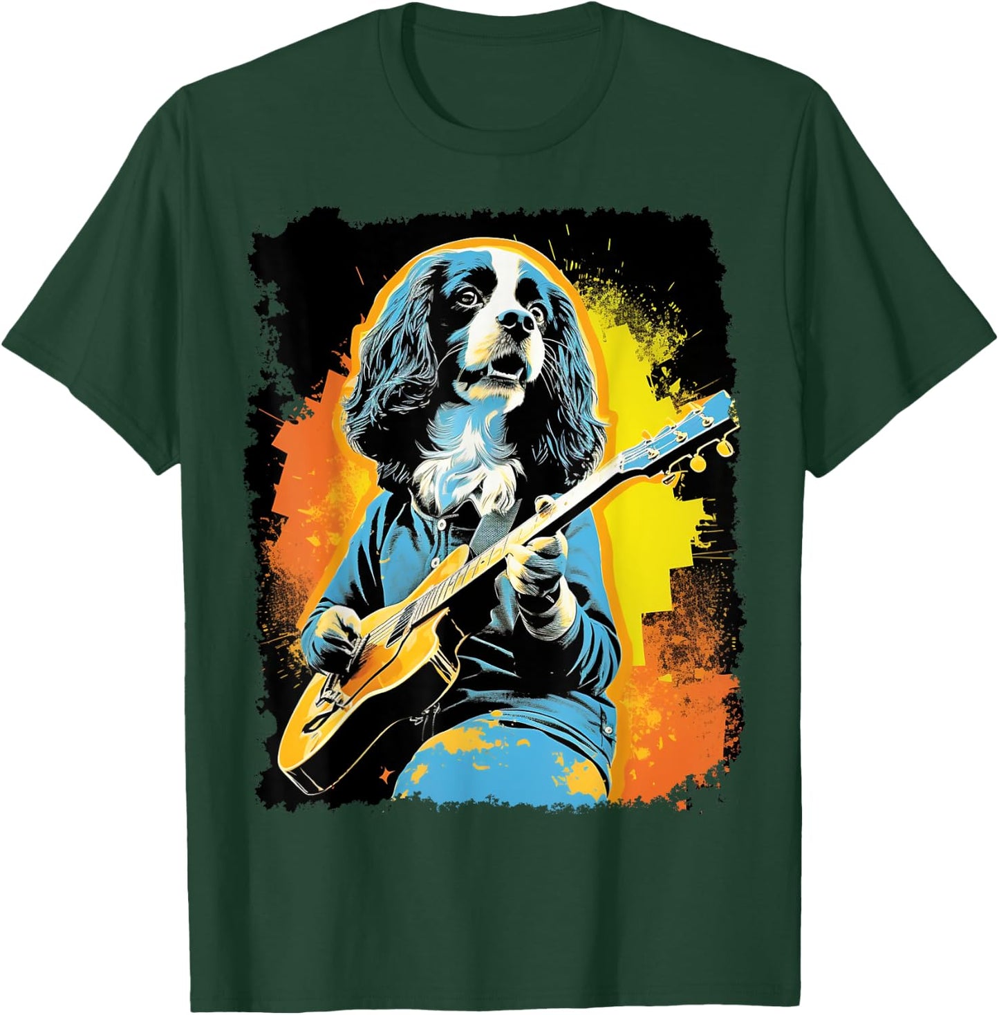 Pop Art Dog Music Cavalier King Charles Spaniel T-Shirt - T-Shirt | Forest