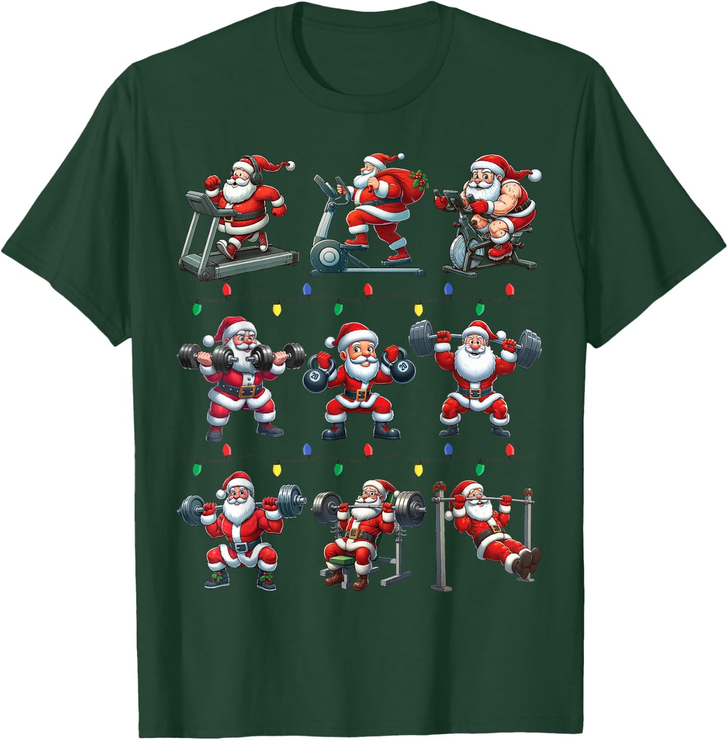 Santa Fitness Collection Gym Workout Weightlifting Christmas T-Shirt - T-Shirt | Forest