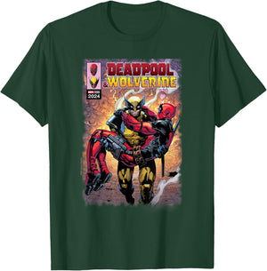 Marvel Deadpool & Wolverine Wolverine Saves Deadpool Comic , Black, S T-Shirt - T-Shirt | Forest