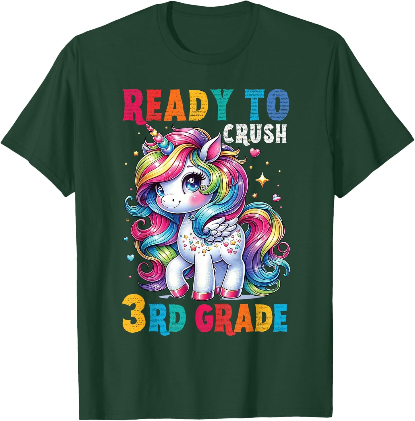 Student Unicorn Ready back to School crush 3rd grade Girls T-Shirt - T-Shirt | Forest