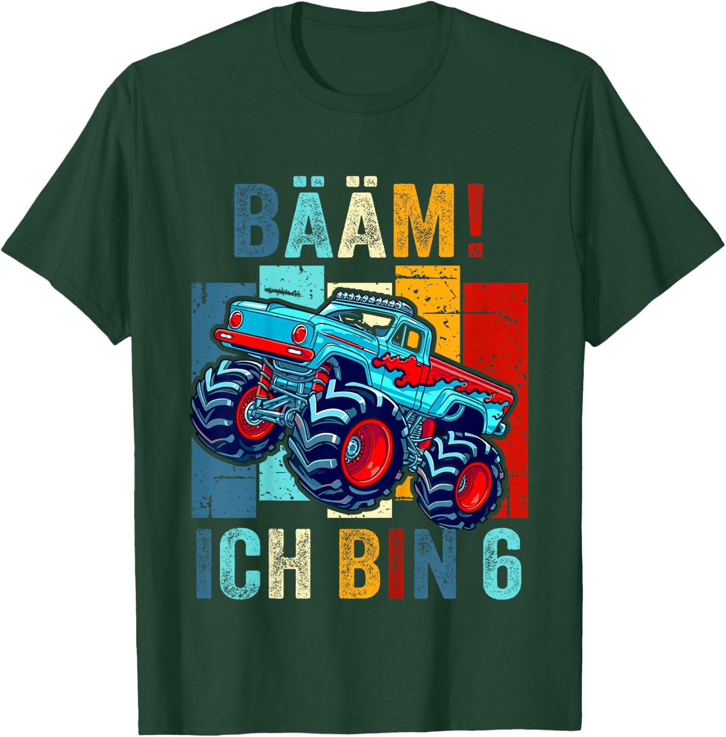 6 Jahre Junge Geburtstag Sechs Monster Truck BÄÄM! ICH BIN 6 T-Shirt - T-Shirt | Forest