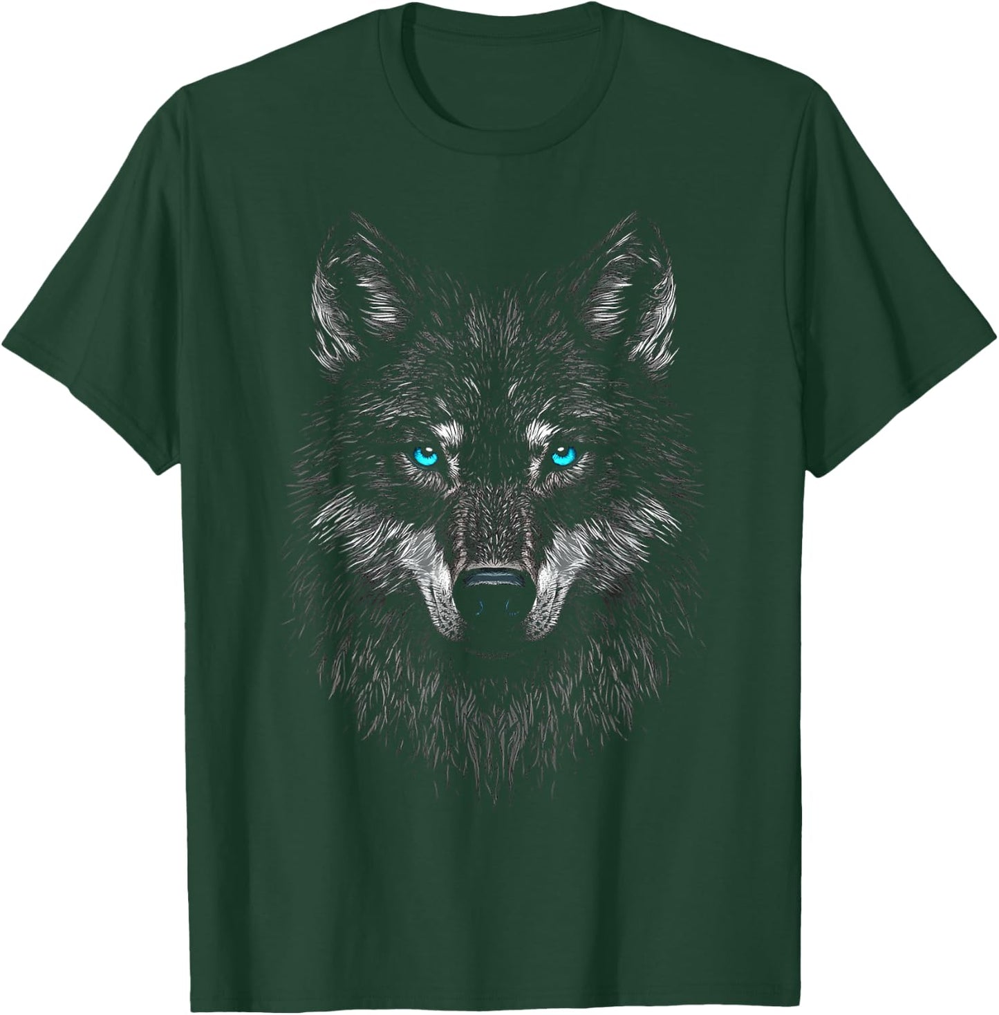 Wolf Animal Blue Eyes Artwork Wolf T-Shirt - T-Shirt | Forest