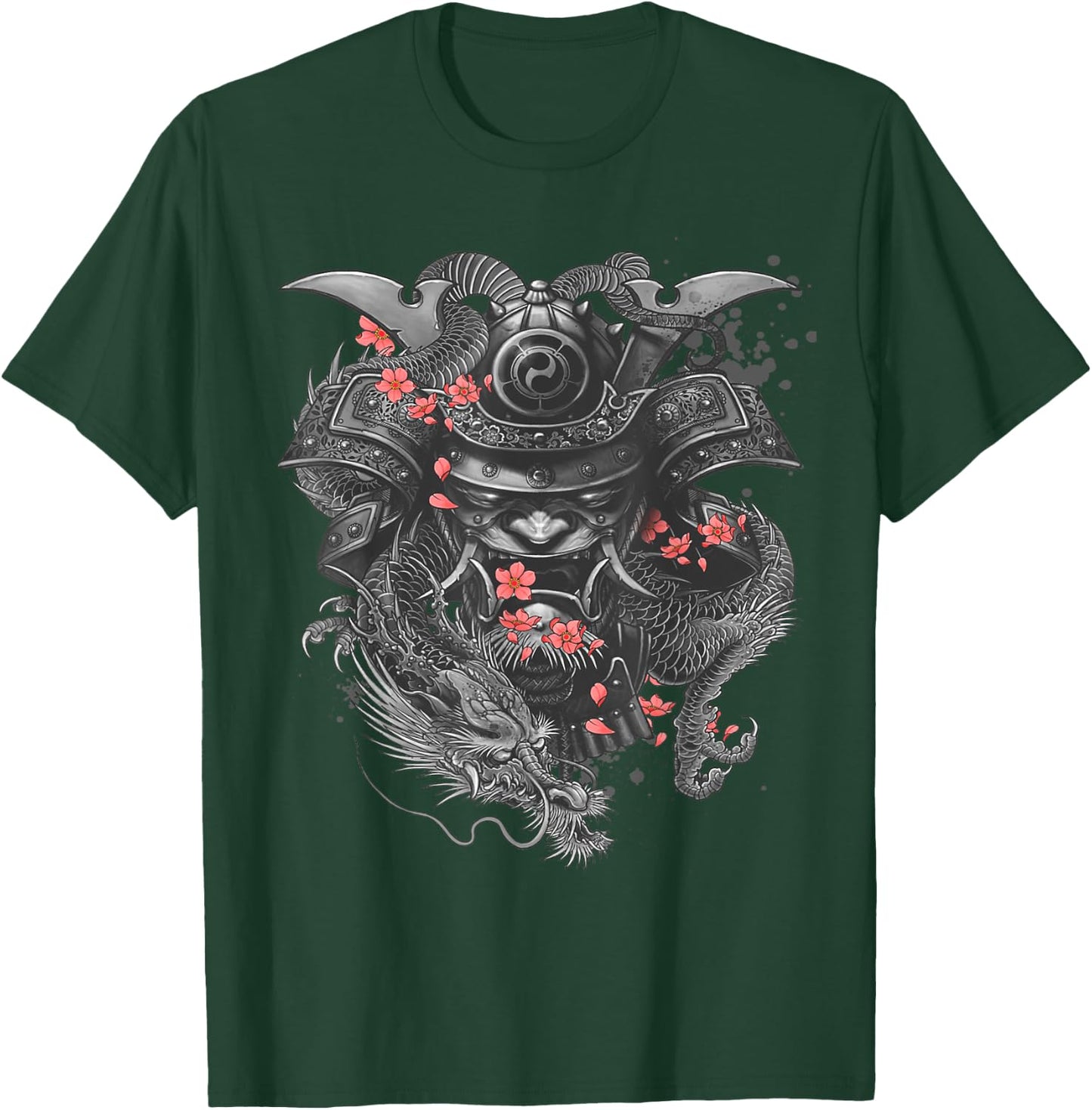 Samurai Warrior Japanese Bushido Dragon Oni Knight Gift T-Shirt - T-Shirt | Forest