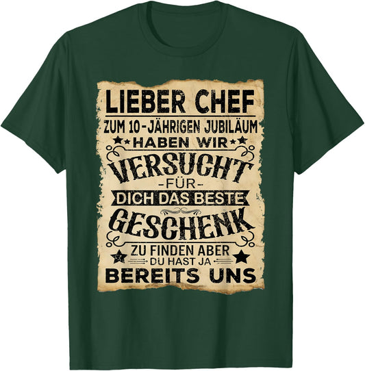 Service Anniversary & Company Anniversary Chef 10th Anniversary , black T-Shirt - T-Shirt | Forest