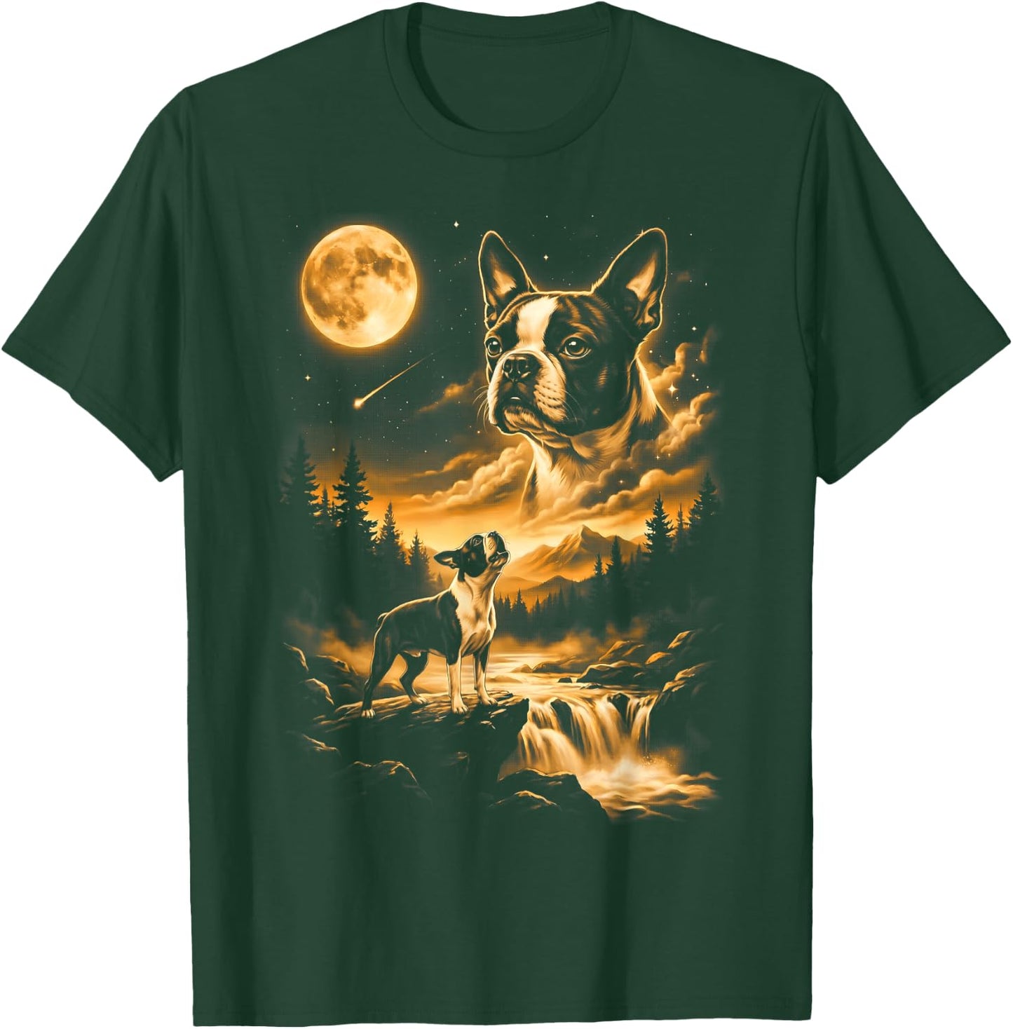 Boston Terrier Howling to The Moon T-Shirt - T-Shirt | Forest