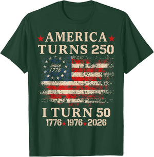 Vintage America Turns 250 I Turn 50 1976 50Th Birthday T-Shirt - T-Shirt | Forest