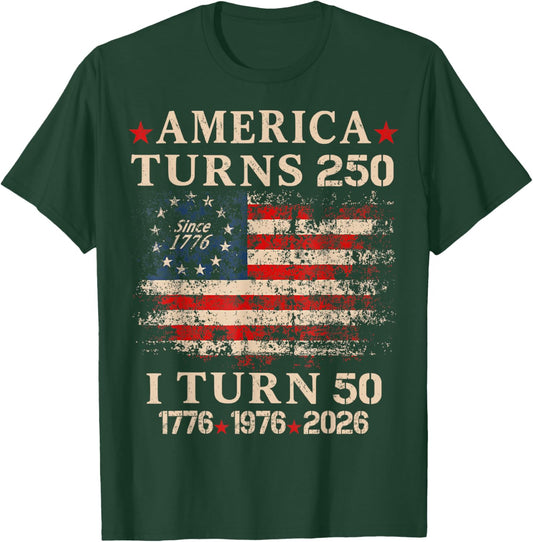 Vintage America Turns 250 I Turn 50 1976 50Th Birthday T-Shirt - T-Shirt | Forest