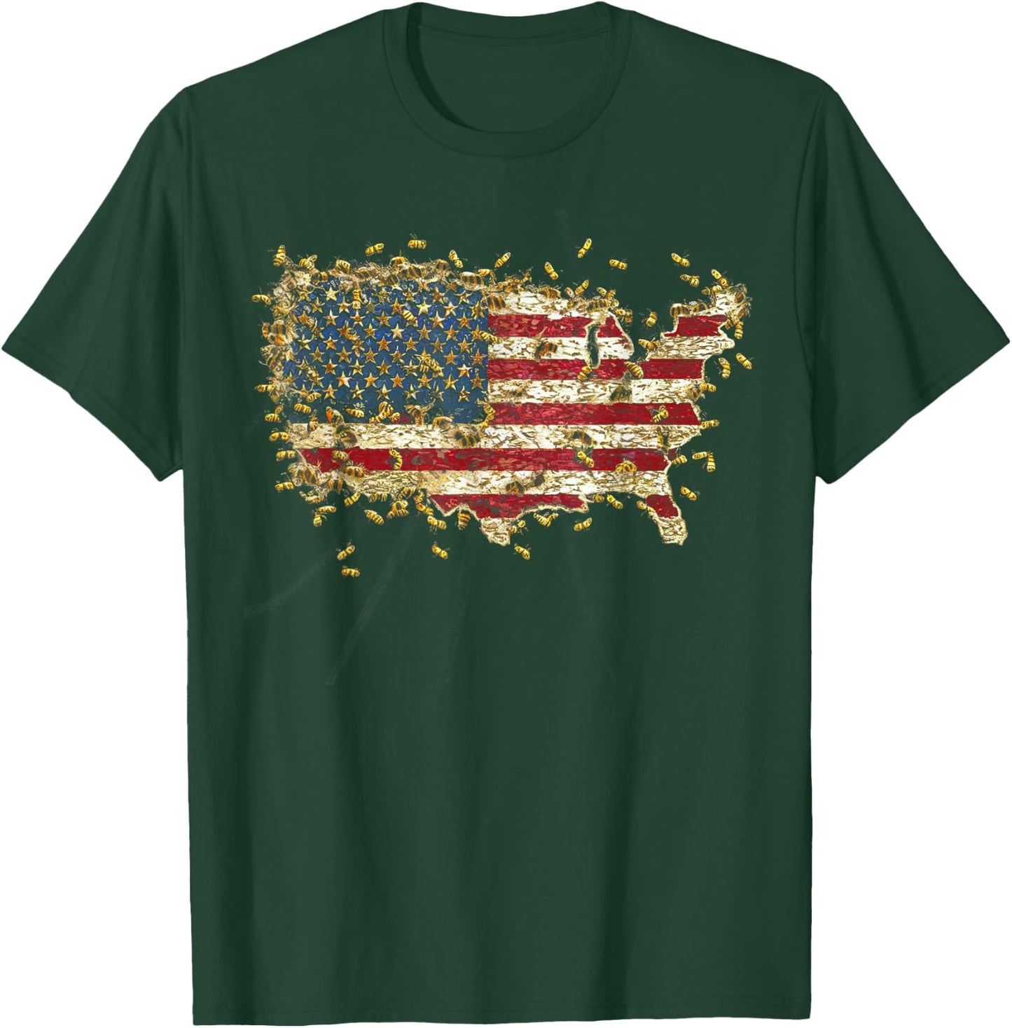 Honeycomb Honey Bees Beekeeper 4th of july American Flag T-Shirt - T-Shirt | Forest
