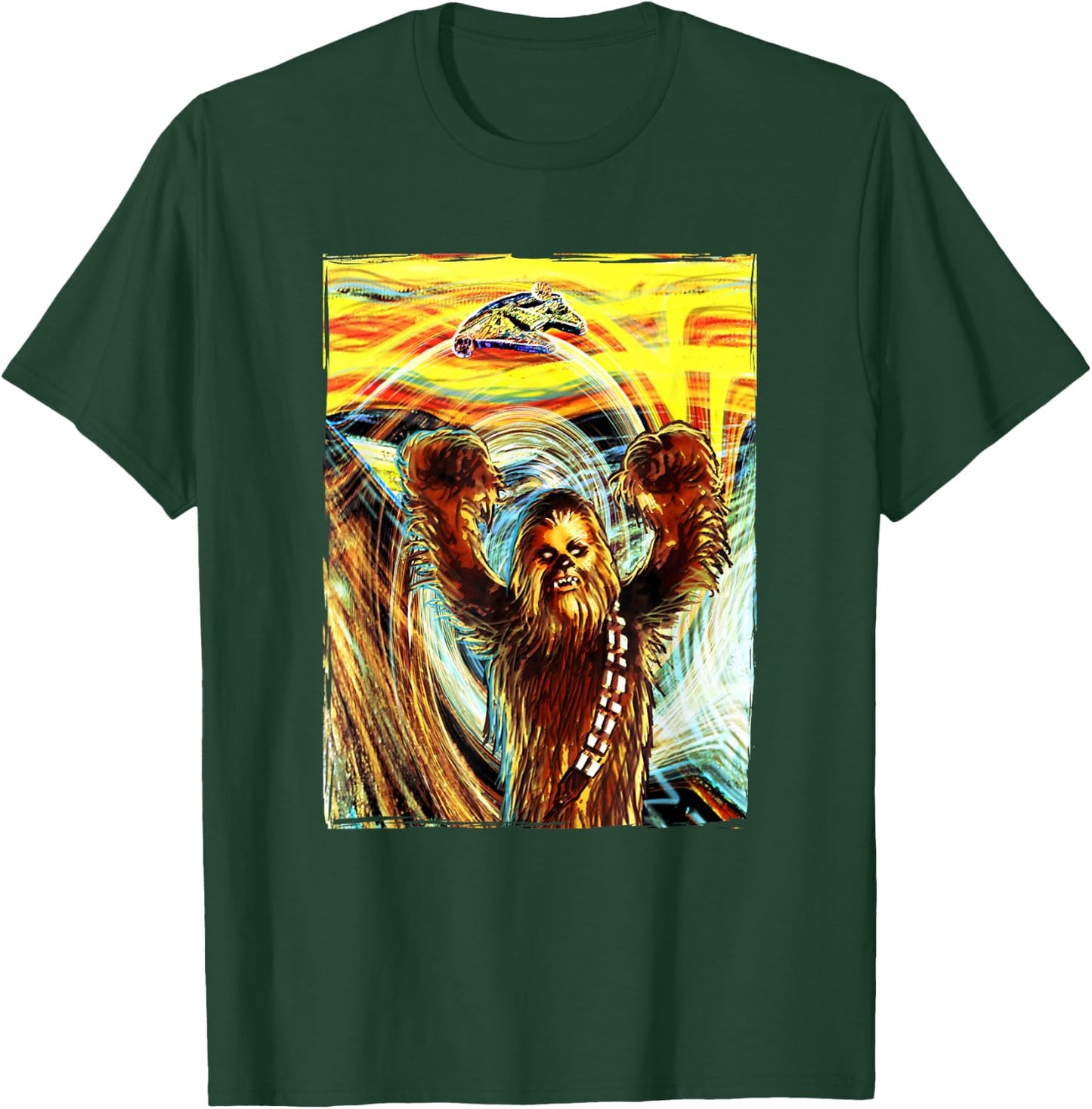 Star Wars Chewbacca Millennium Falcon The Scream Art Poster T-Shirt - T-Shirt | Forest