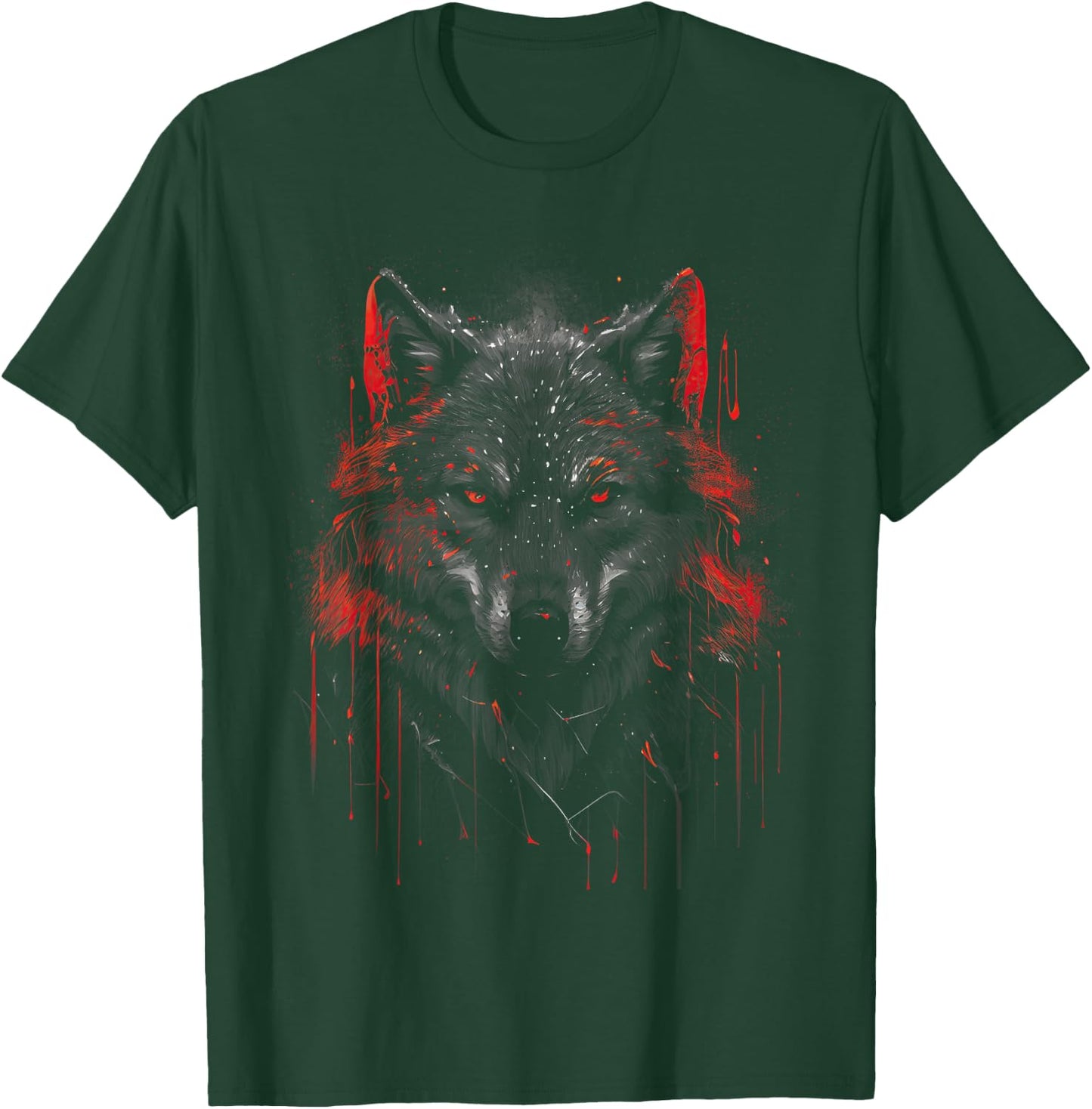 Wolf Dark Lone Moon Savage Mythical Wild Art T-Shirt - T-Shirt | Forest