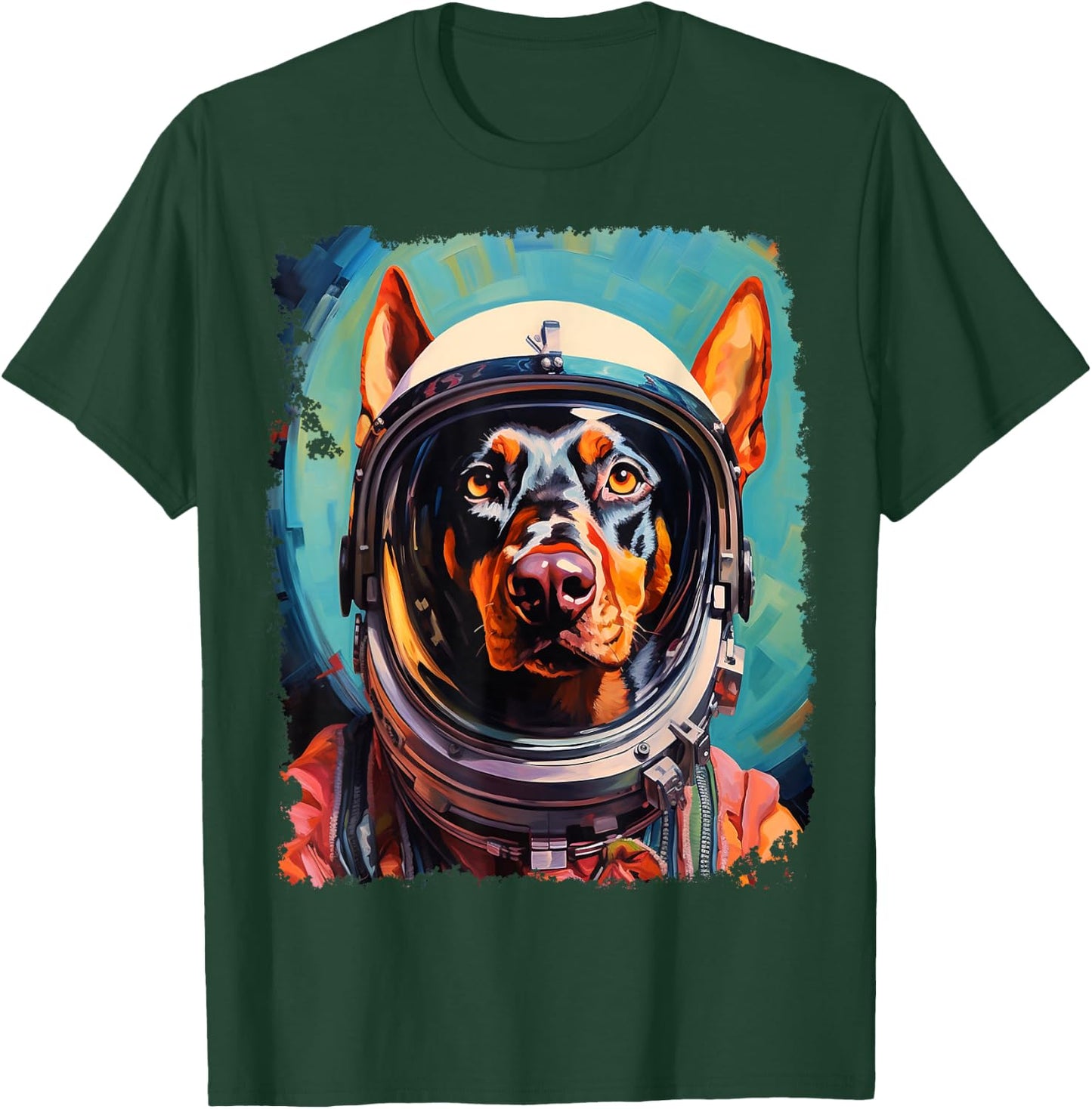 Pop Art Dog Doberman Space Astronaut T-Shirt - T-Shirt | Forest