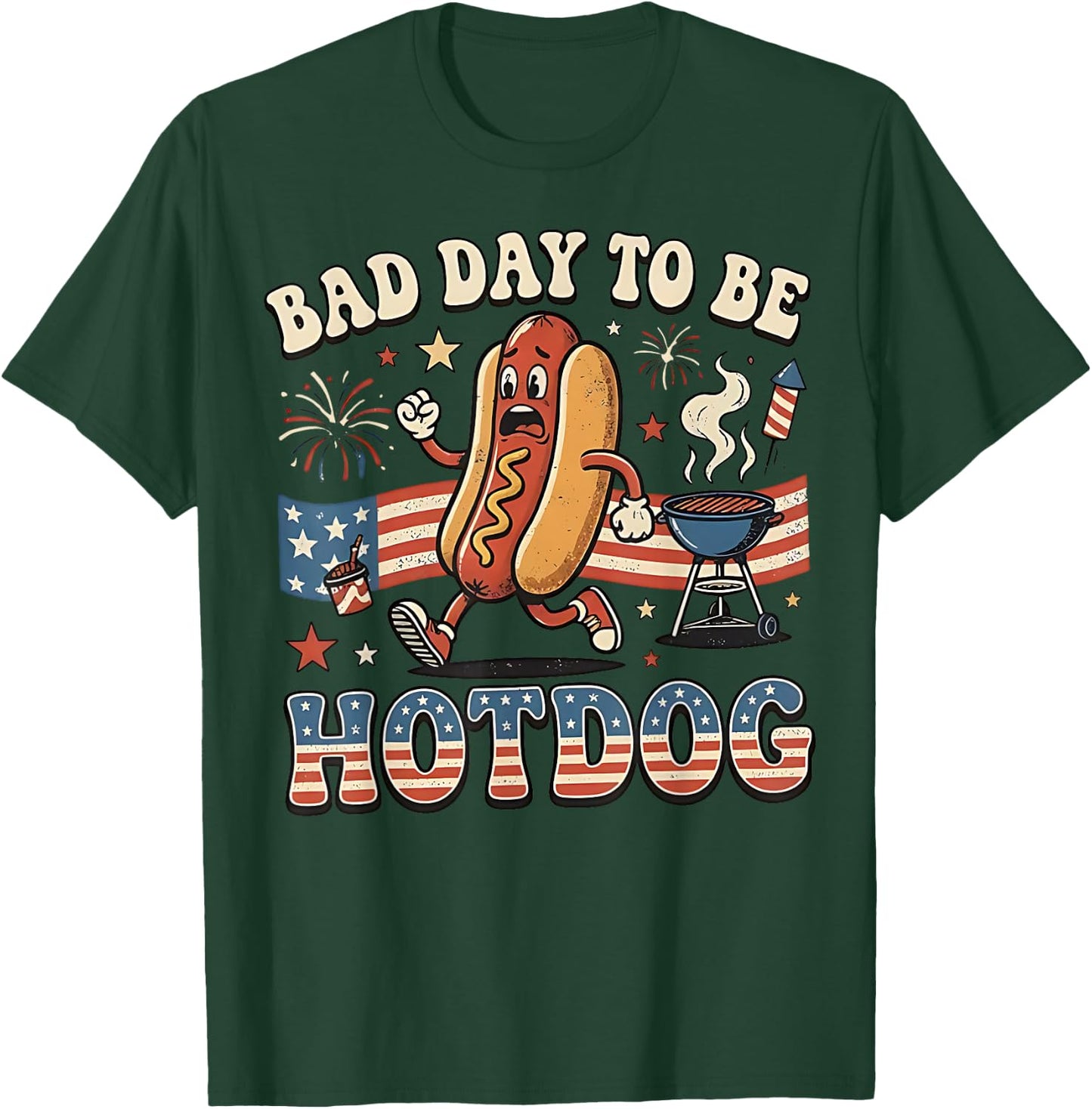 Bad Day to be a Hot Dog Funny BBQ Grilling 4th of July T-Shirt - T-Shirt | Forest