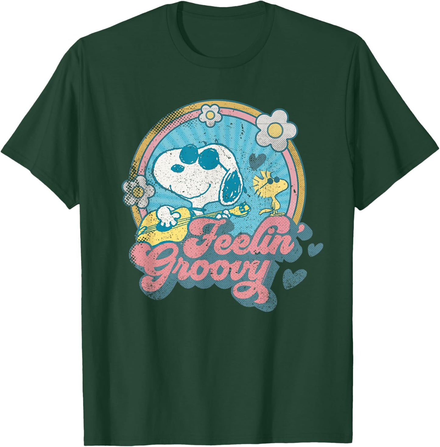 Peanuts Groovy Vibes Snoopy Woodstock Feeling Retro Festival T-Shirt - T-Shirt | Forest