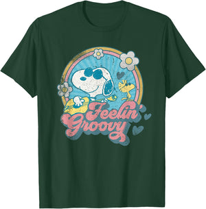 Peanuts Groovy Vibes Snoopy Woodstock Feeling Retro Festival T-Shirt - T-Shirt | Forest