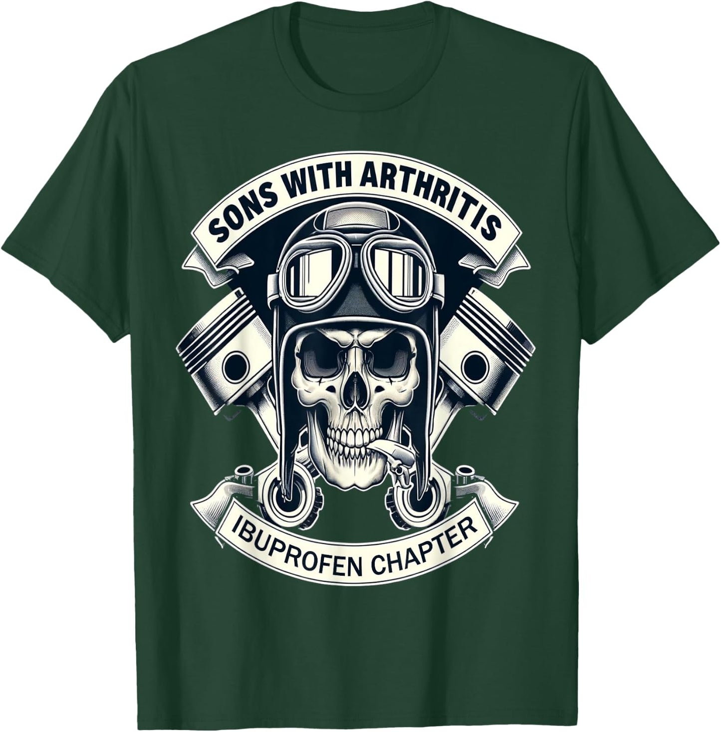 Sons With Arthritis - Ibuprofen Chapter Cool Biker Skull , Black, S T-Shirt - T-Shirt | Forest