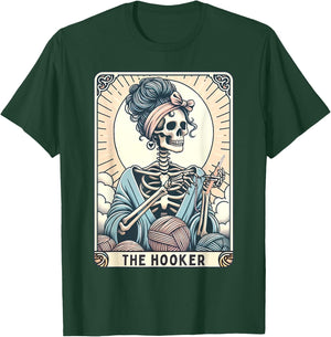 Retro Crochet Tarot Card Mom Skeleton Knitter Crochet Lover T-Shirt - T-Shirt | Forest