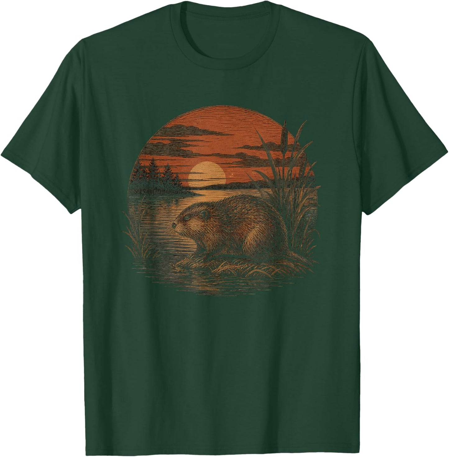 Retro Muskrat Graphic Artwork Design T-Shirt - T-Shirt | Forest