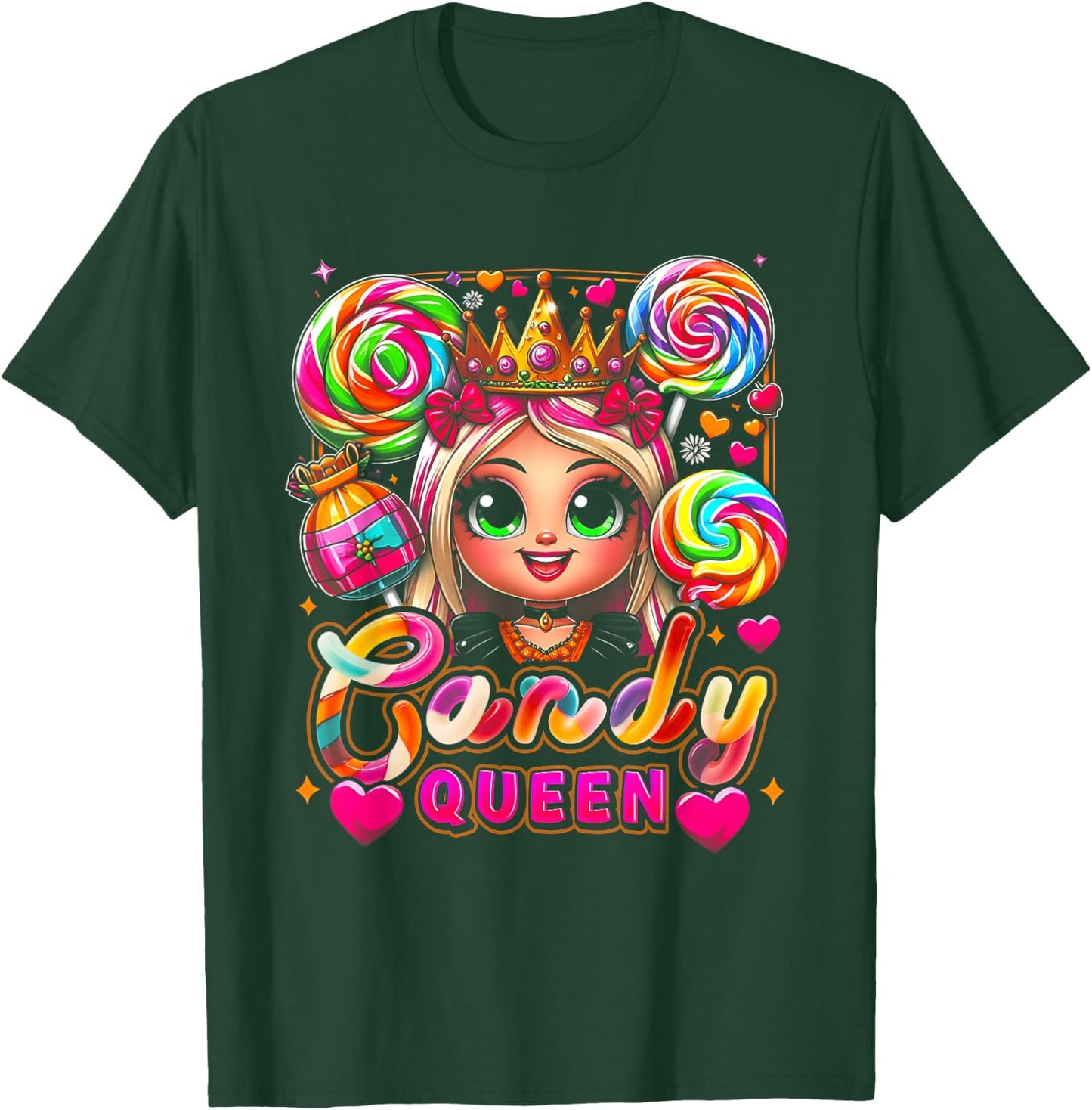 Bonbon d'Halloween amusant Candy a Queen Lollipop Lover Girls Coloré T-Shirt - T-Shirt | Forest