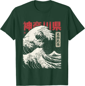 Hokusai Ukiyo-e Japan Honshu Japanese Wave Before Kanagawa , black T-Shirt - T-Shirt | Forest