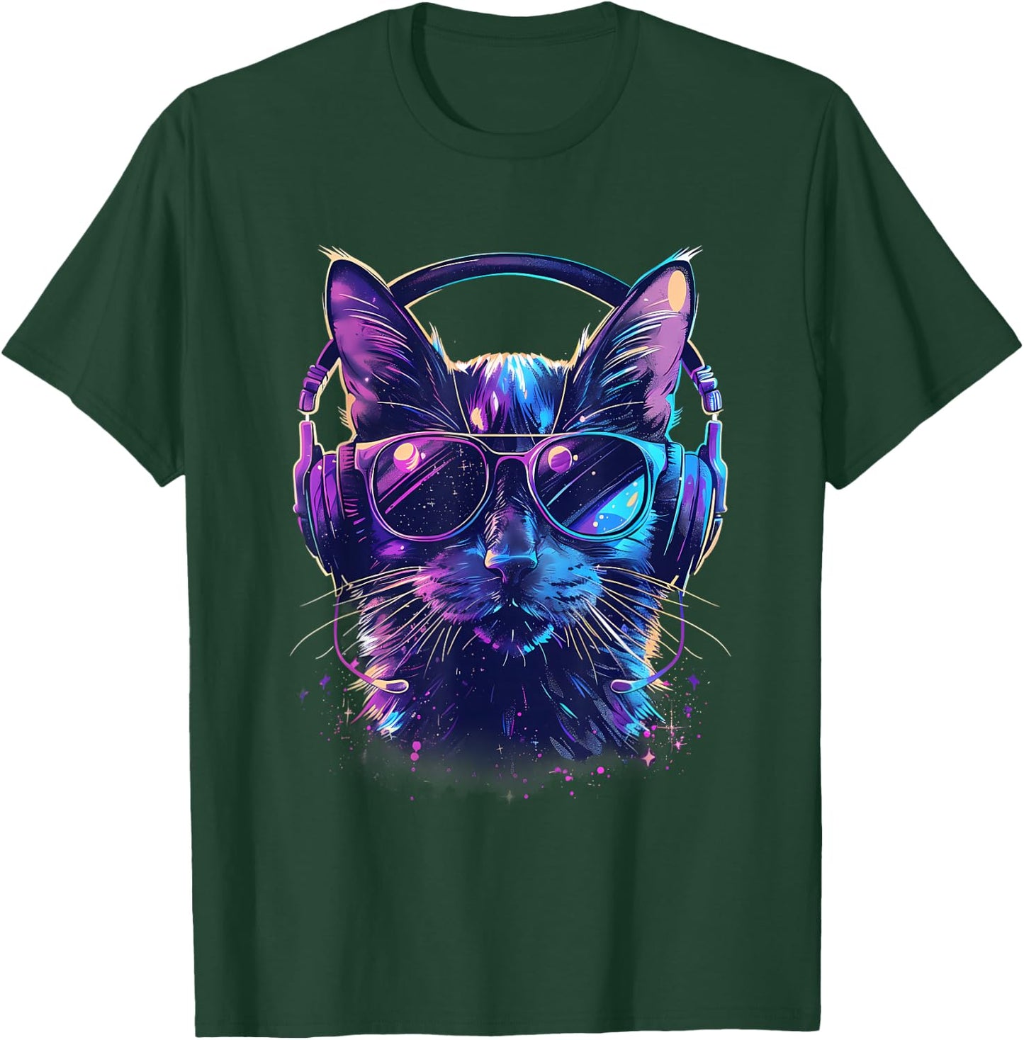 DJ Cat EDM Cat Music DJ Techno Music Headphones Beatmaker T-Shirt - T-Shirt | Forest