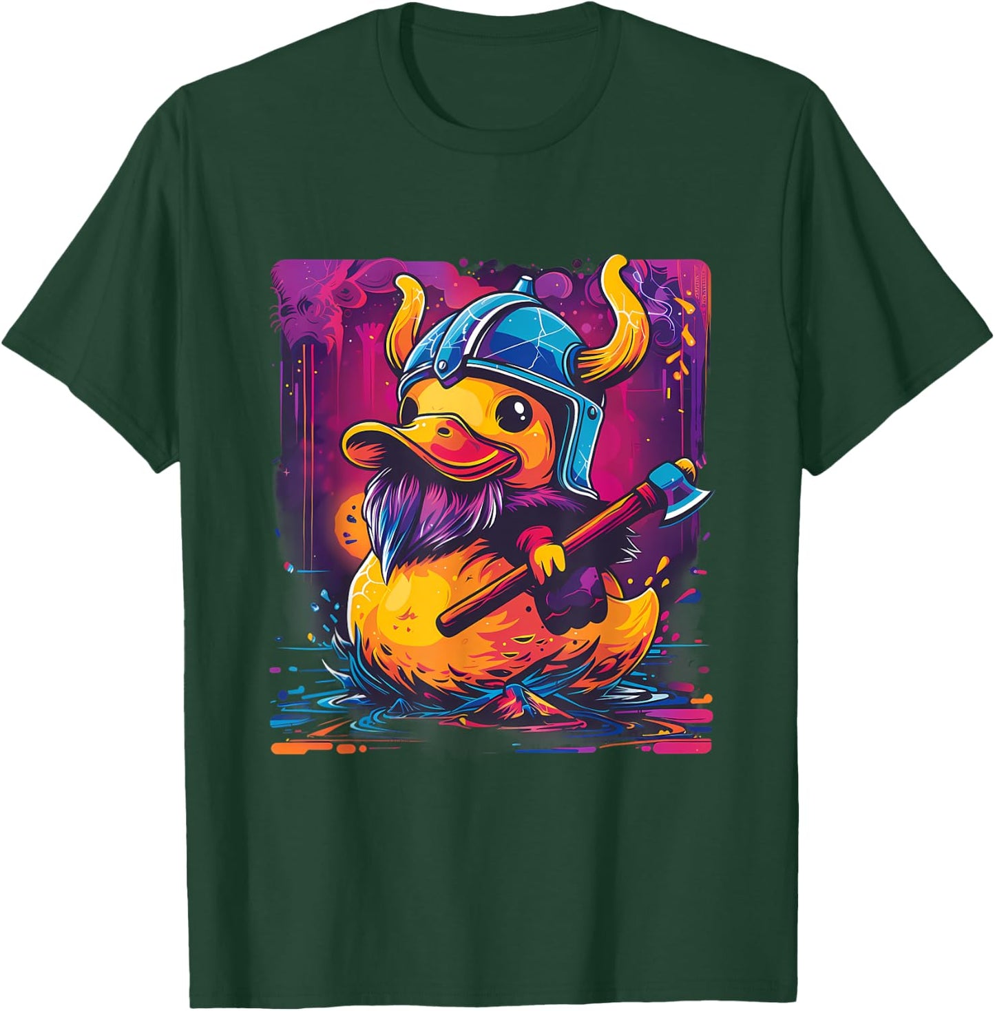 Rubber Duck Colourful Viking Duck Artwork Rubber Duck Lover T-Shirt - T-Shirt | Forest