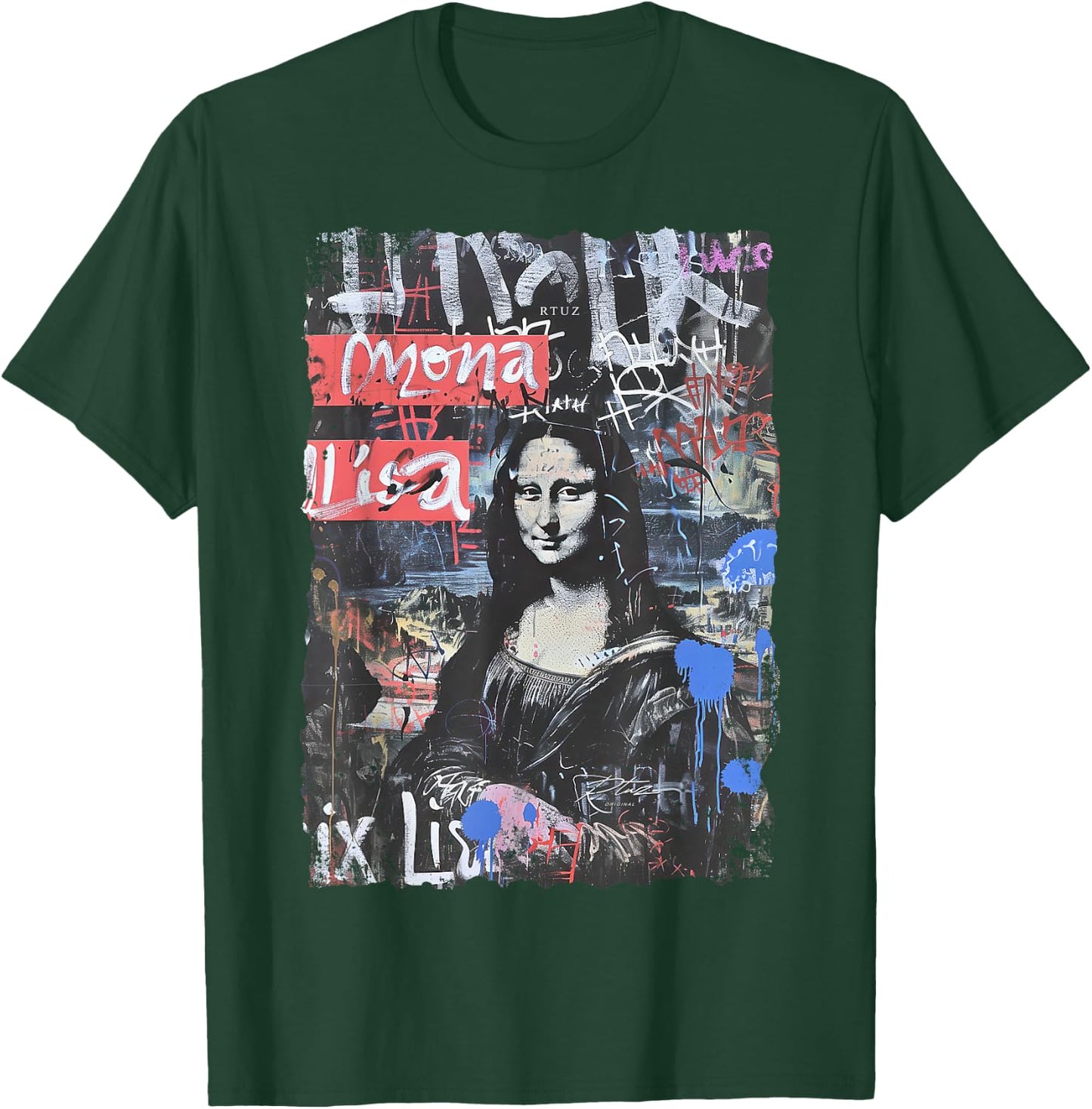 Abstrakt Graffiti Kunst Leonardo Da Vinci Kunst Mona Lisa T-Shirt - T-Shirt | Forest