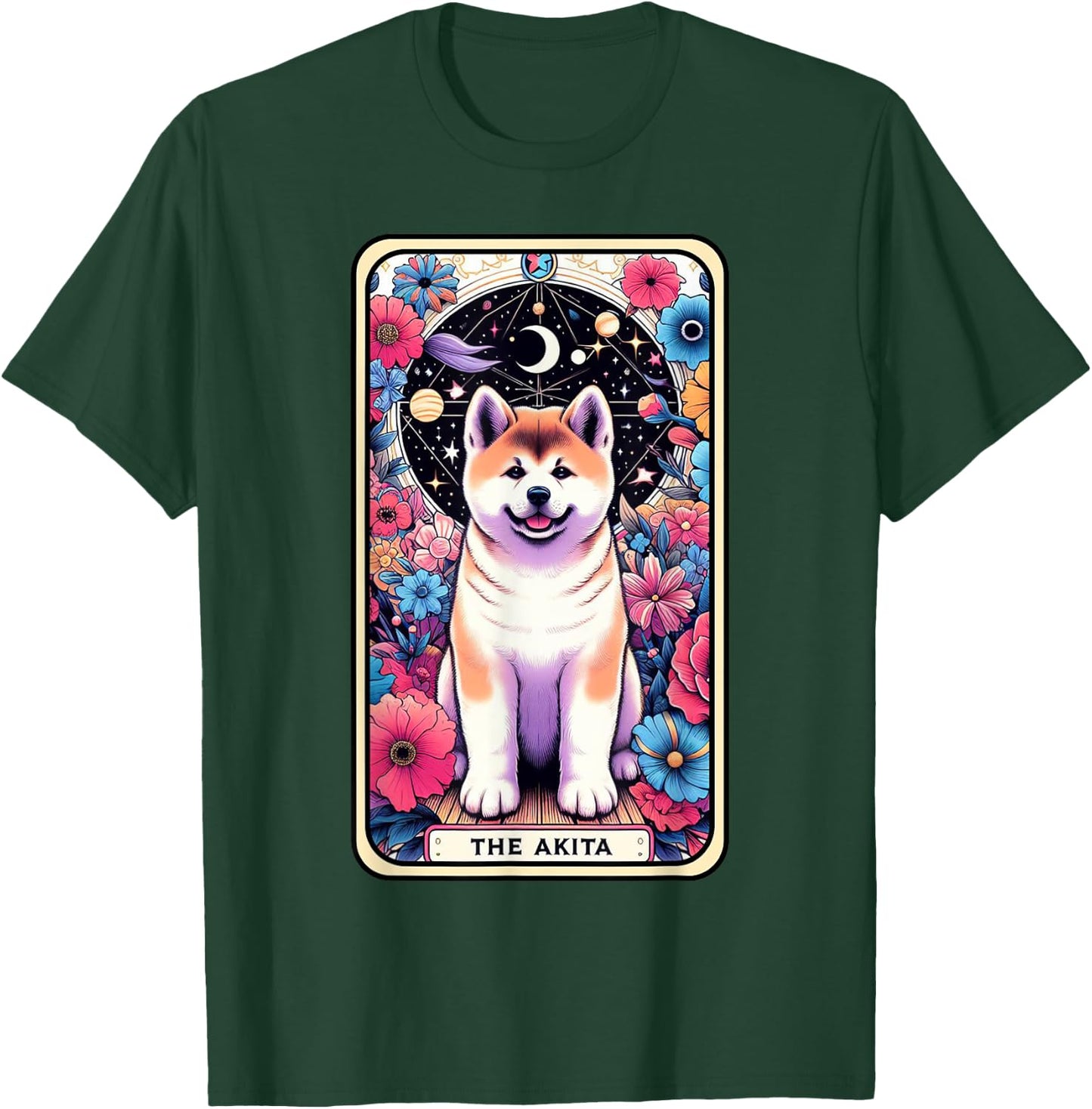 Akita Carte de tarot pour chien Motif étoile et lune T-Shirt - T-Shirt | Forest