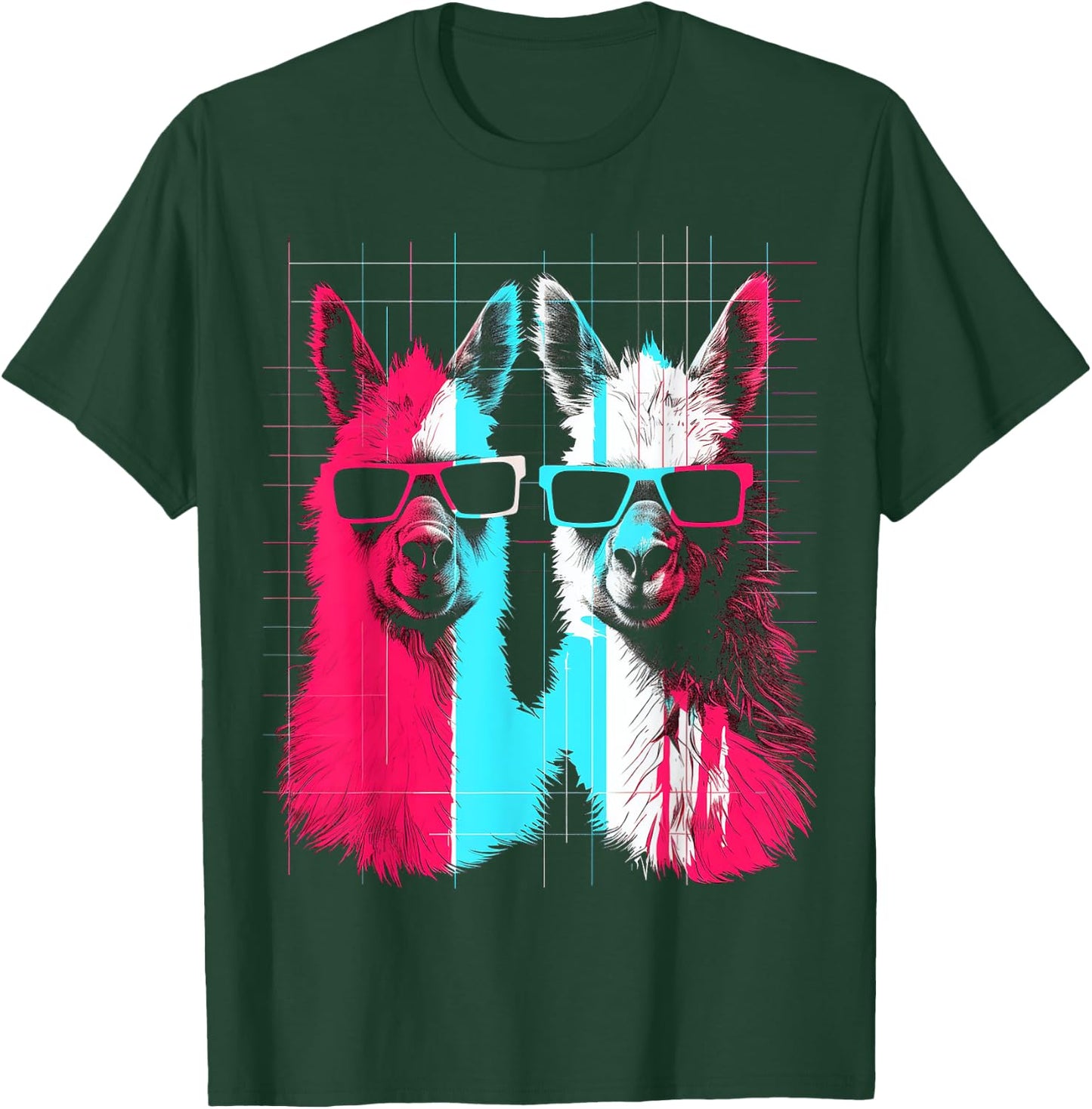 Alpaca Fun Art Sunglasses Animal Graphic Anime T-Shirt - T-Shirt | Forest