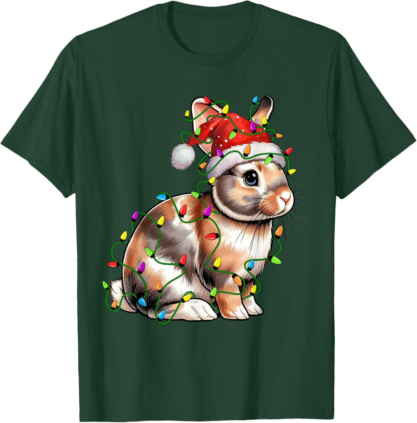 Bunny Rabbit Santa Christmas Tree Lighting Xmas Funny T-Shirt - T-Shirt | Forest