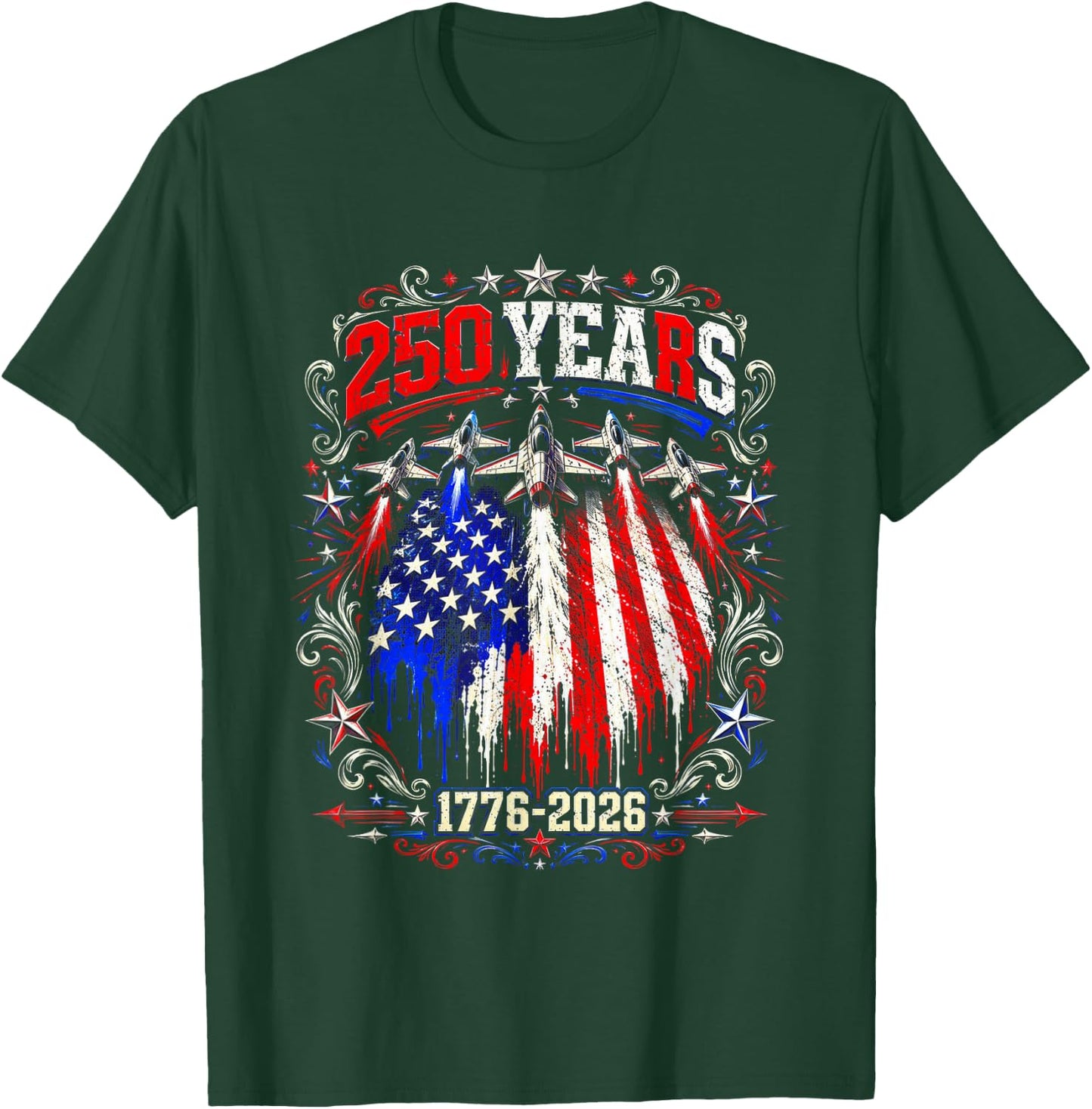 250 Anniversary USA Flag T-Shirt - T-Shirt | Forest