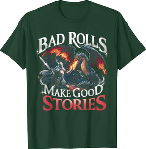Bad Rolls Make Good Stories Medieval Knight RPG Gaming T-Shirt - T-Shirt | Forest