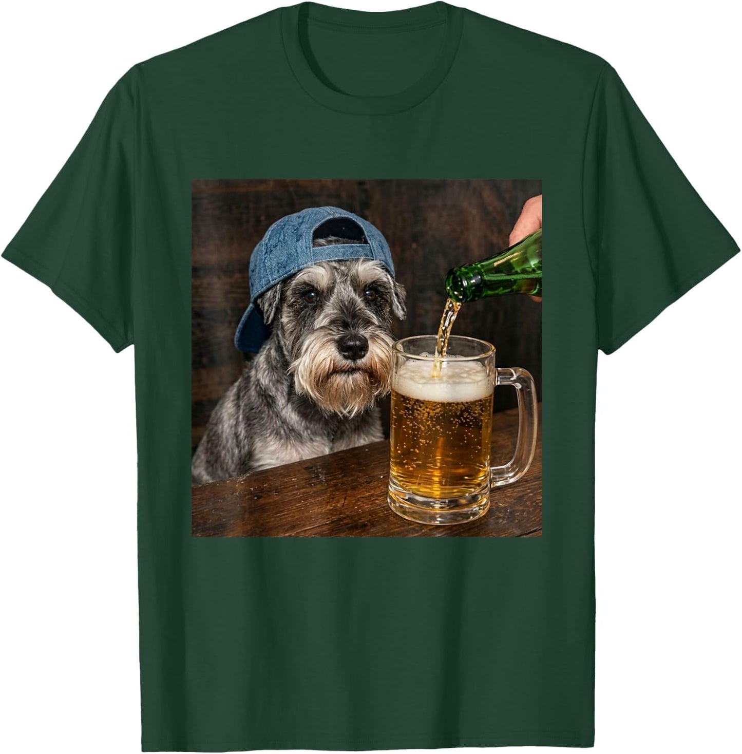 Schnauzer Drinking Beer Funny Miniature Schnauzer Dog Meme T-Shirt - T-Shirt | Forest