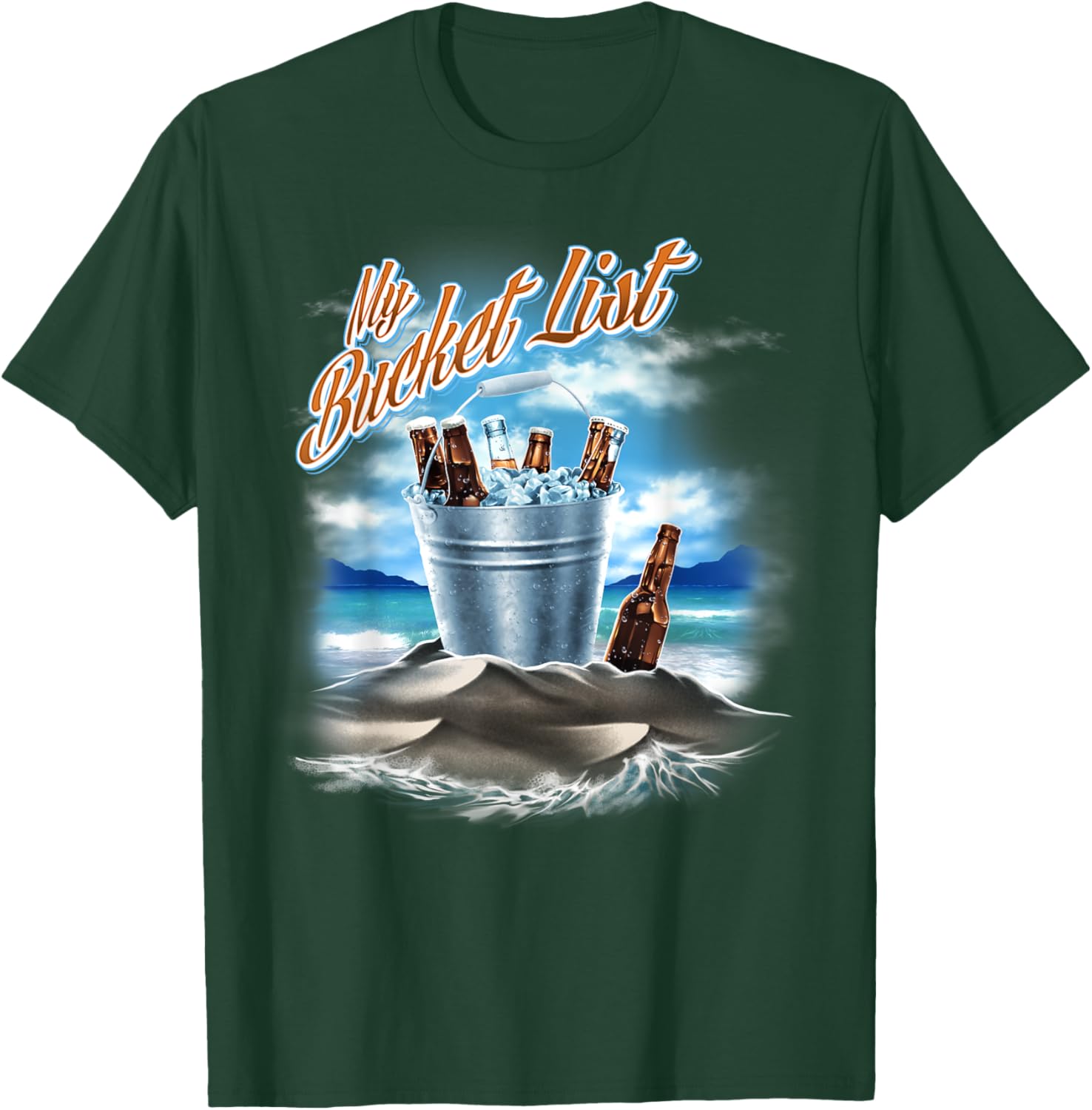 My Bucket List Beer Bottle Beach Vacation Men Women T-Shirt - T-Shirt | Forest
