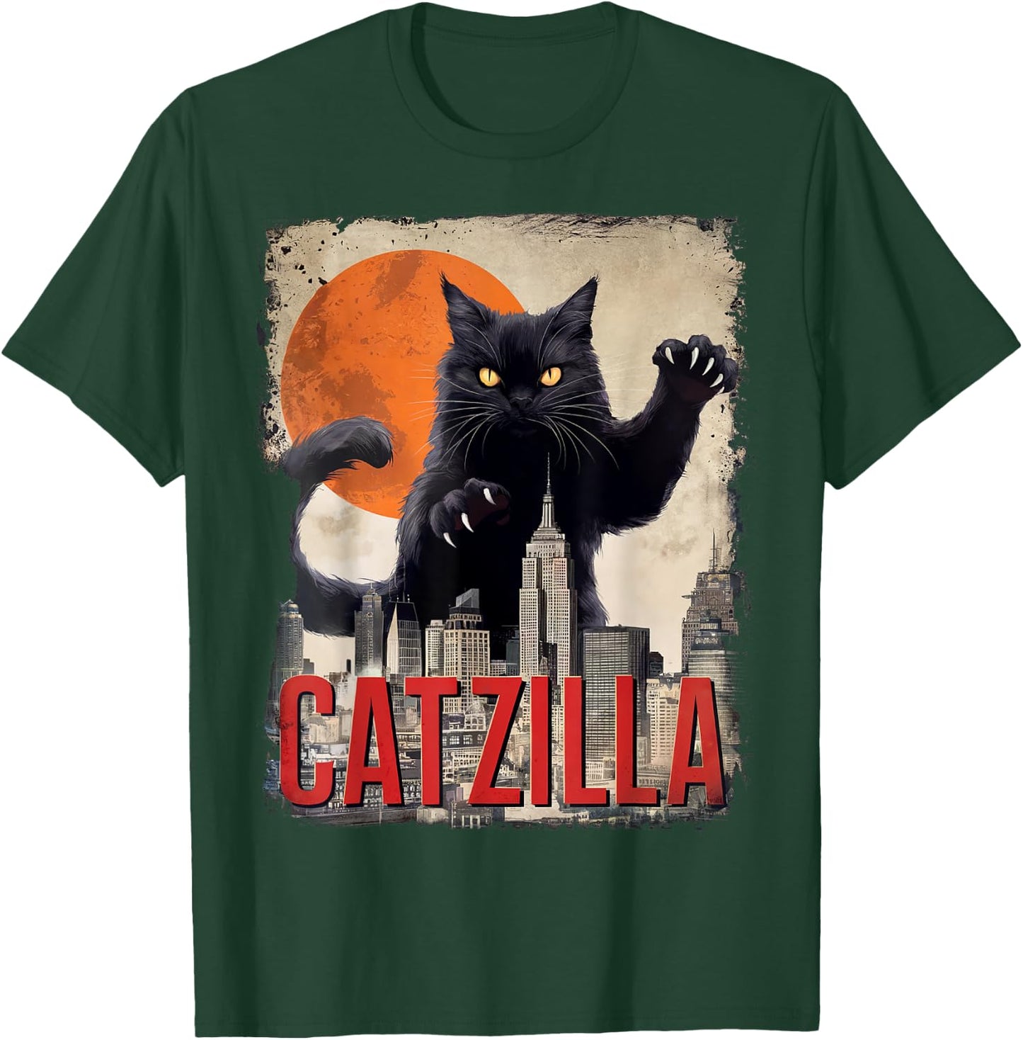 Funny Catzilla Cat Japanese Art Cat Gifts Women Kid T-Shirt - T-Shirt | Forest