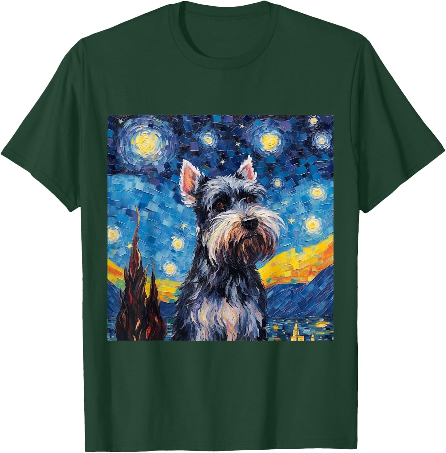Miniature Schnauzer Starry Night - Miniature Schnauzer T-Shirt - T-Shirt | Forest