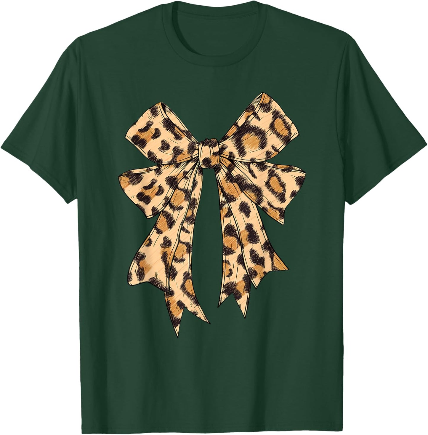 Coquette Bow Leopard Cheetah Print Girls Girly Mom T-Shirt - T-Shirt | Forest