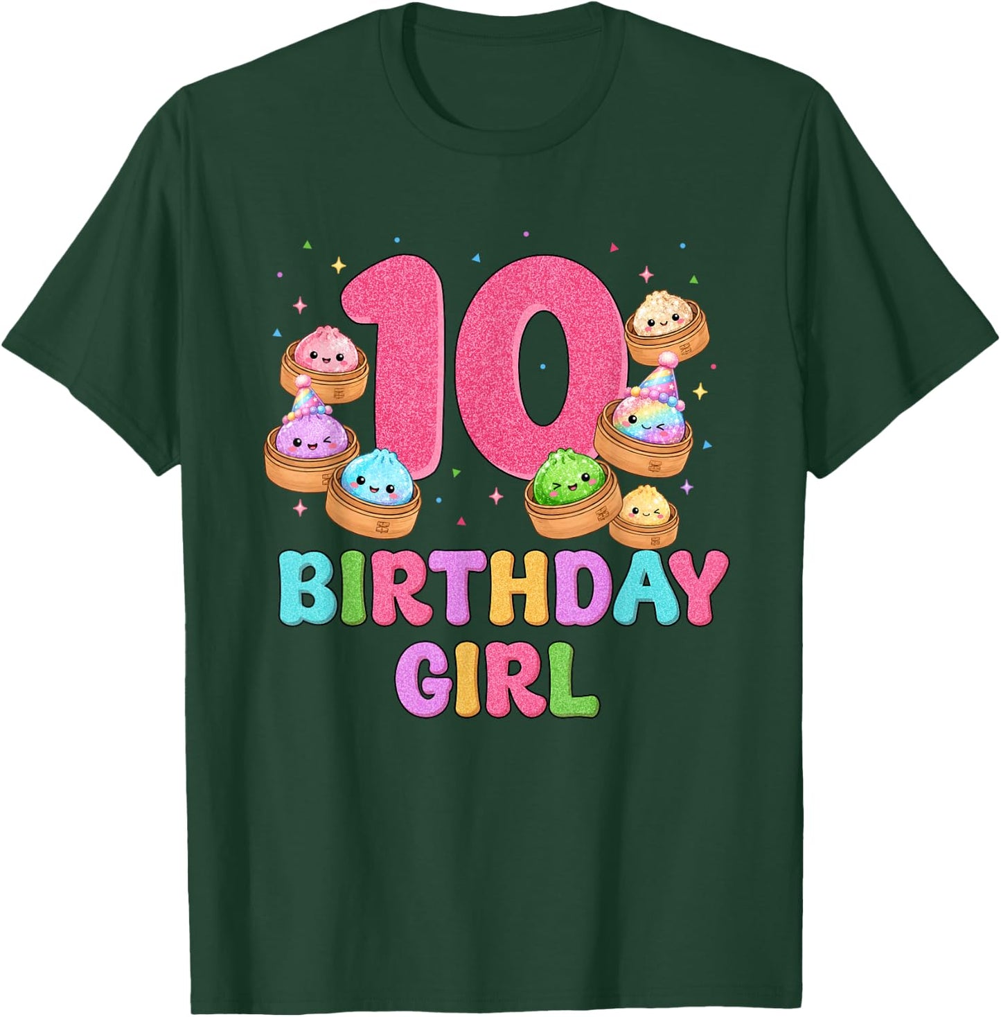 10th Birthday Girl Squishy Dumpling Funny Birthday Party T-Shirt - T-Shirt | Forest