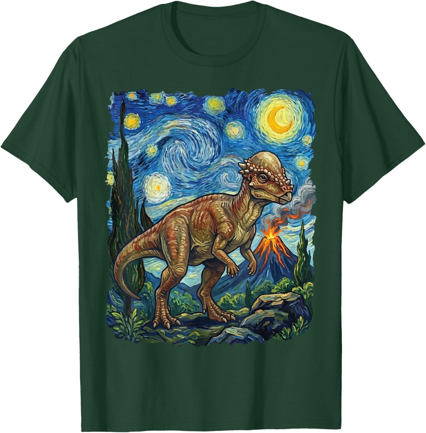 Pachycephalosaurus Starry Night T-Shirt - T-Shirt | Forest