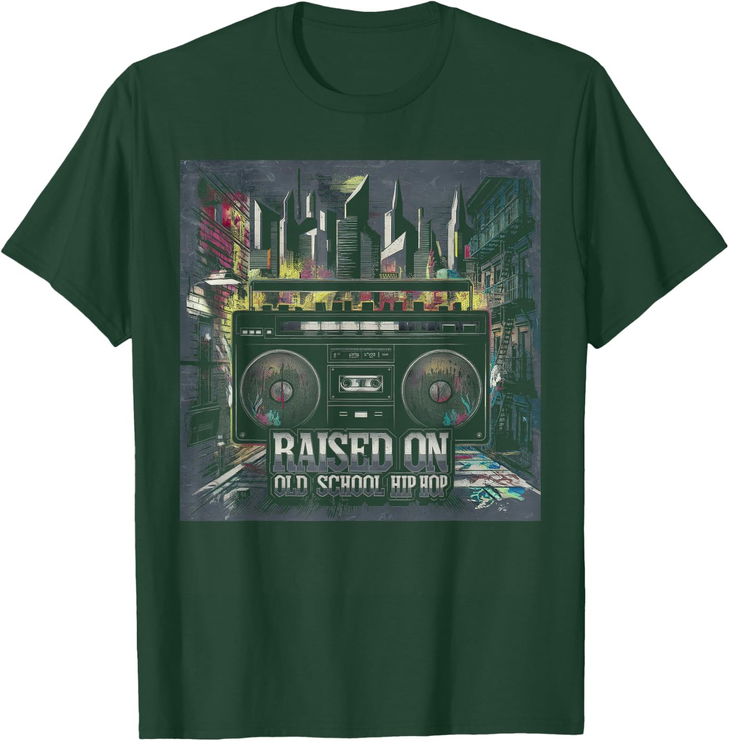 RAISED ON OLD SCHOOL Graffiti Rap HIP HOP Cassette T-Shirt - T-Shirt | Forest