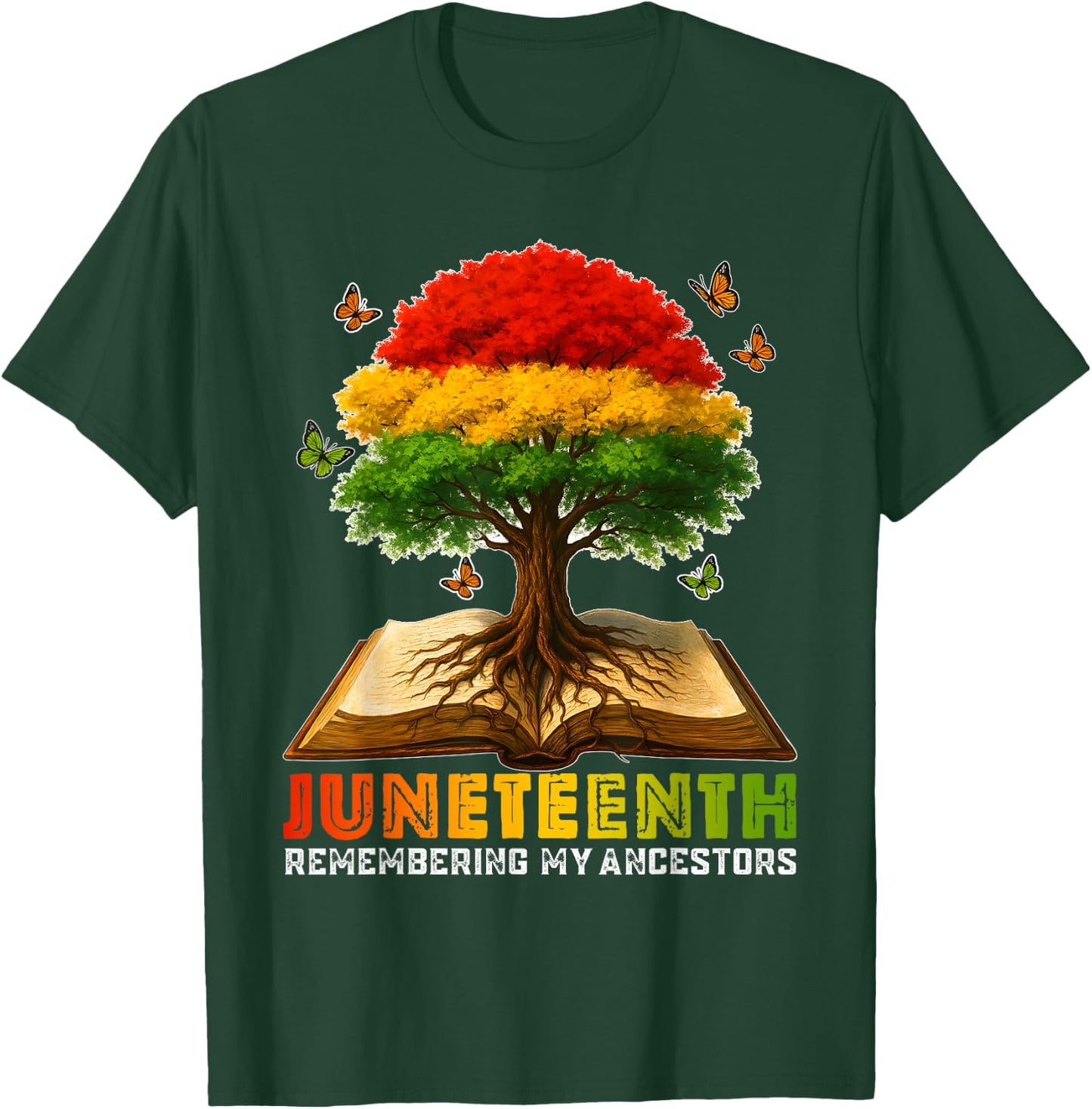 Juneteenth Women Remembering My Ancestors Book Tree T-Shirt - T-Shirt | Forest