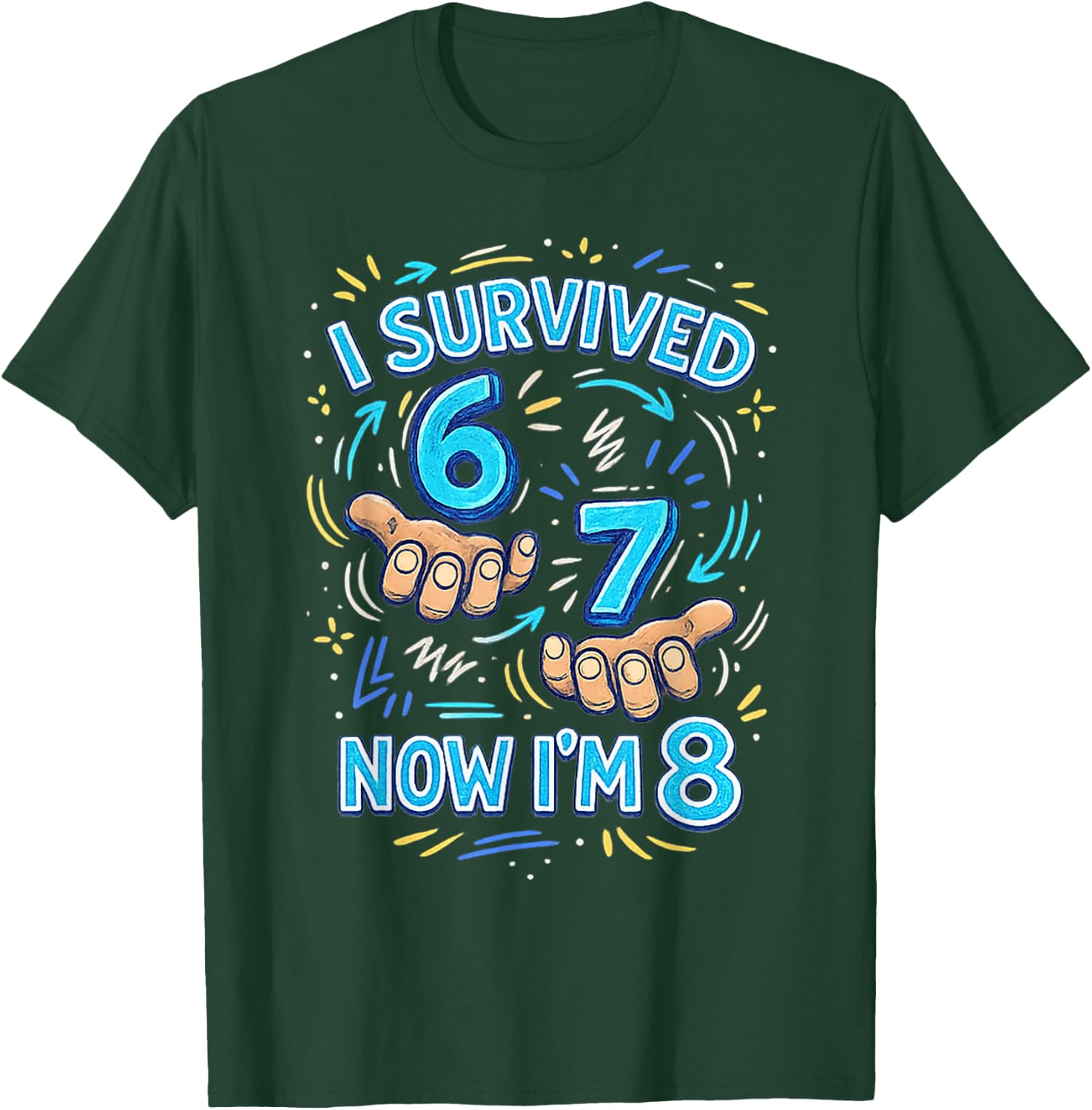 I Survived 6 7 Now I'm 8 Funny 8 Years Old 8th Birthday Boy T-Shirt - T-Shirt | Forest