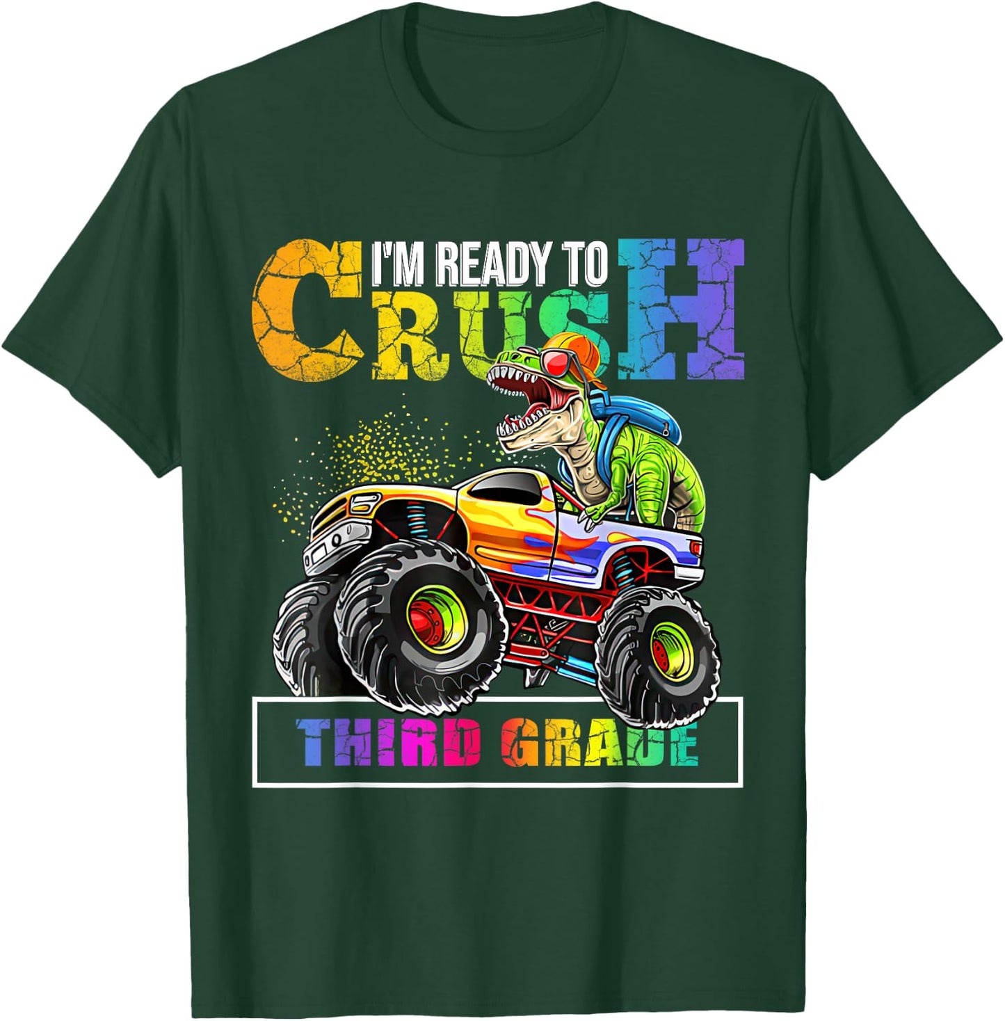 Back To School Boy Dinosaur I'm Ready To Crush Third Grade T-Shirt - T-Shirt | Forest