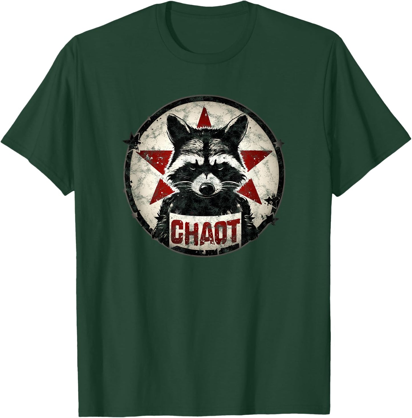 Raccoon Chaos Anarchy Star Fighter Revolution Vintage , black T-Shirt - T-Shirt | Forest