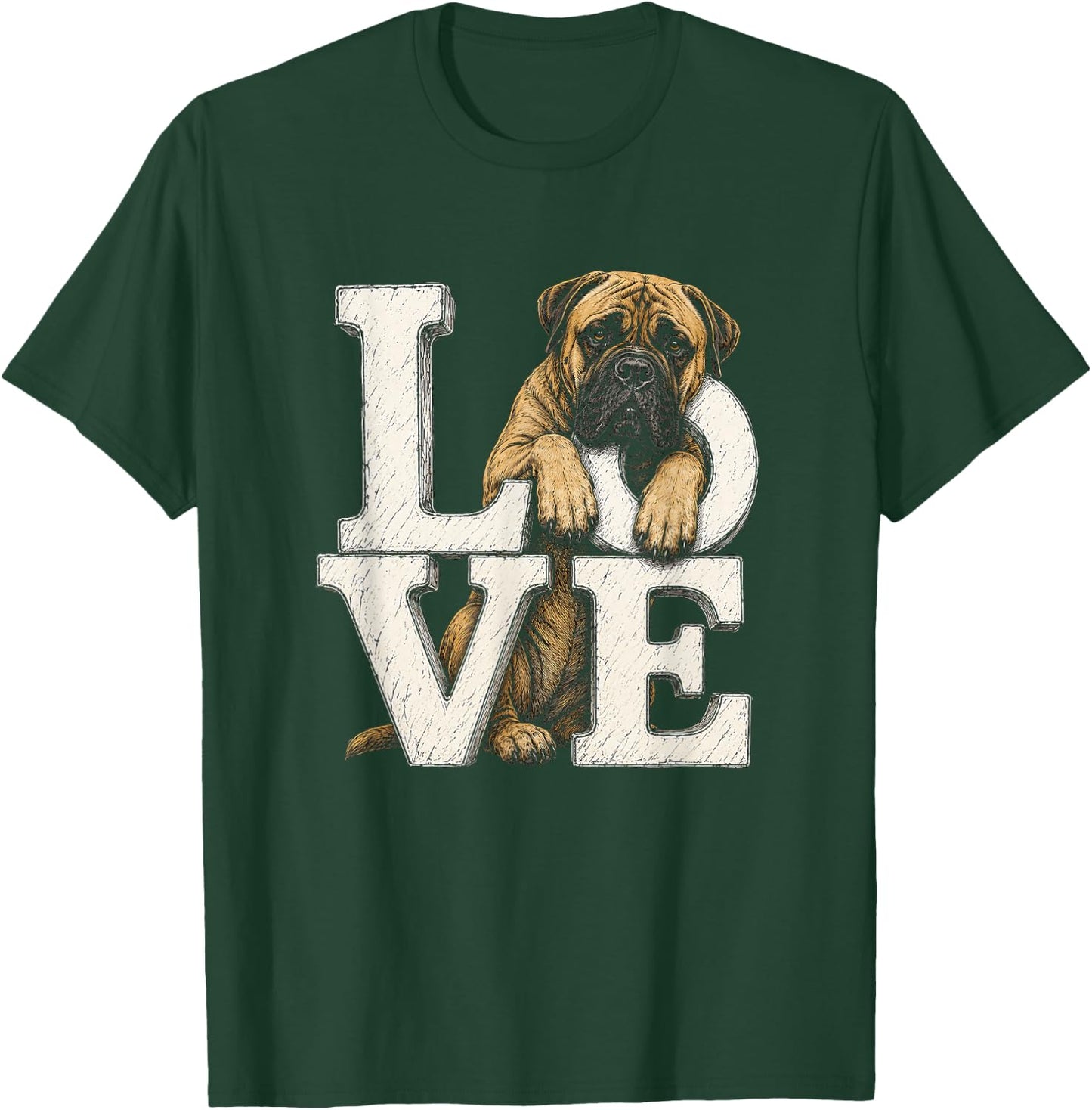 Bullmastiff Love Artwork Design T-Shirt - T-Shirt | Forest