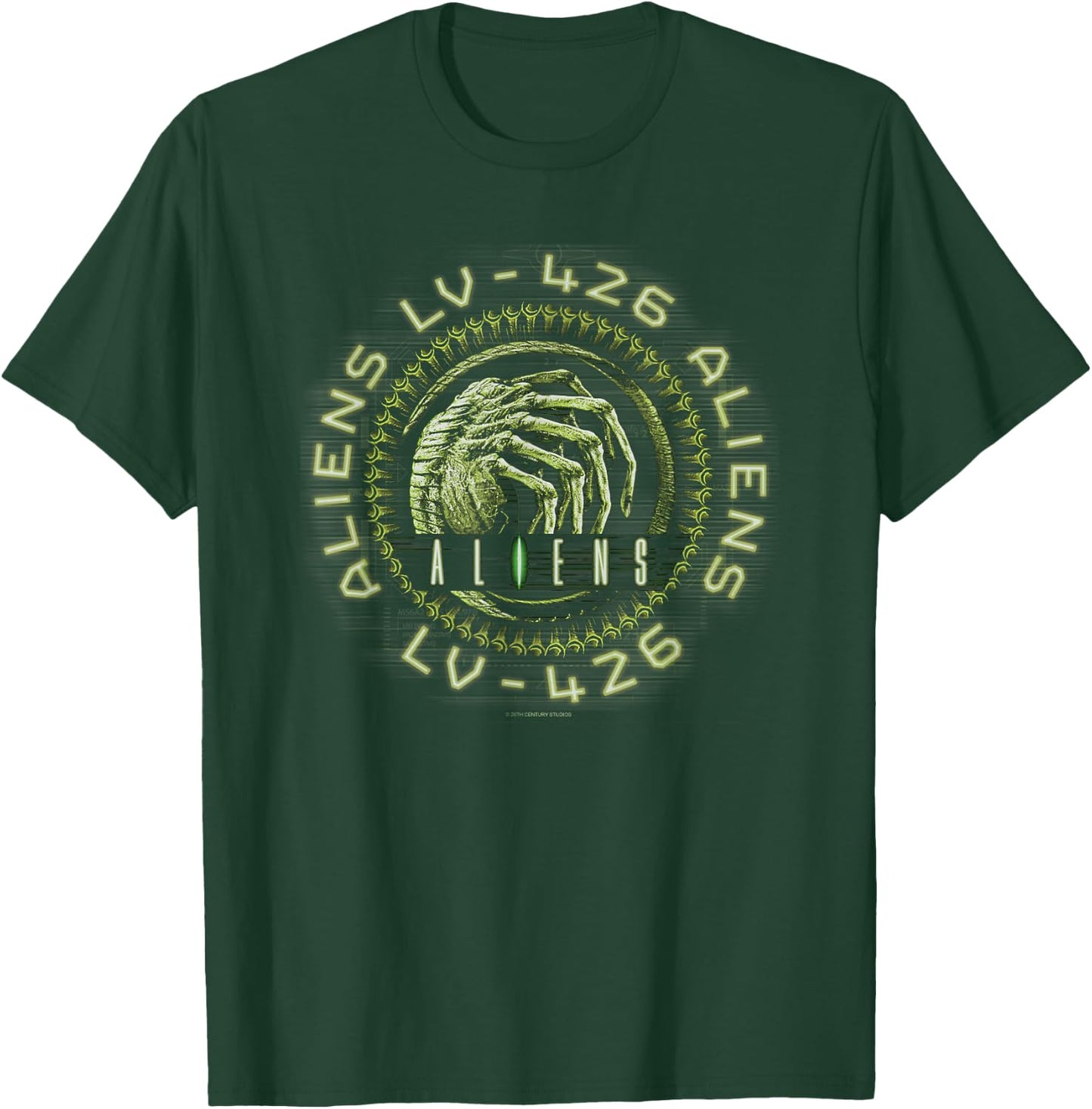 Aliens Lv-Fourtwentysix Facehugger Neon Big Chest Text Logo T-Shirt - T-Shirt | Forest
