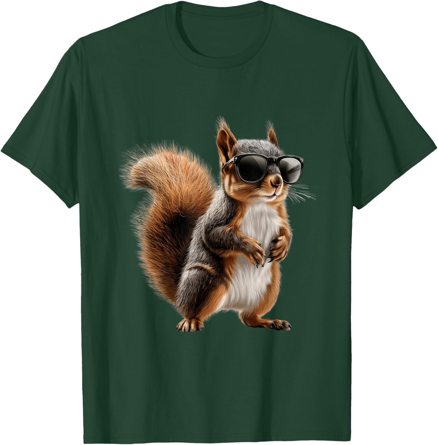 Se Eichhrnchen Motive fr Tierliebhaber - Adult Black Small Classic Cartoon Squirrel Motif with Sunglasses T-Shirt - T-Shirt | Forest